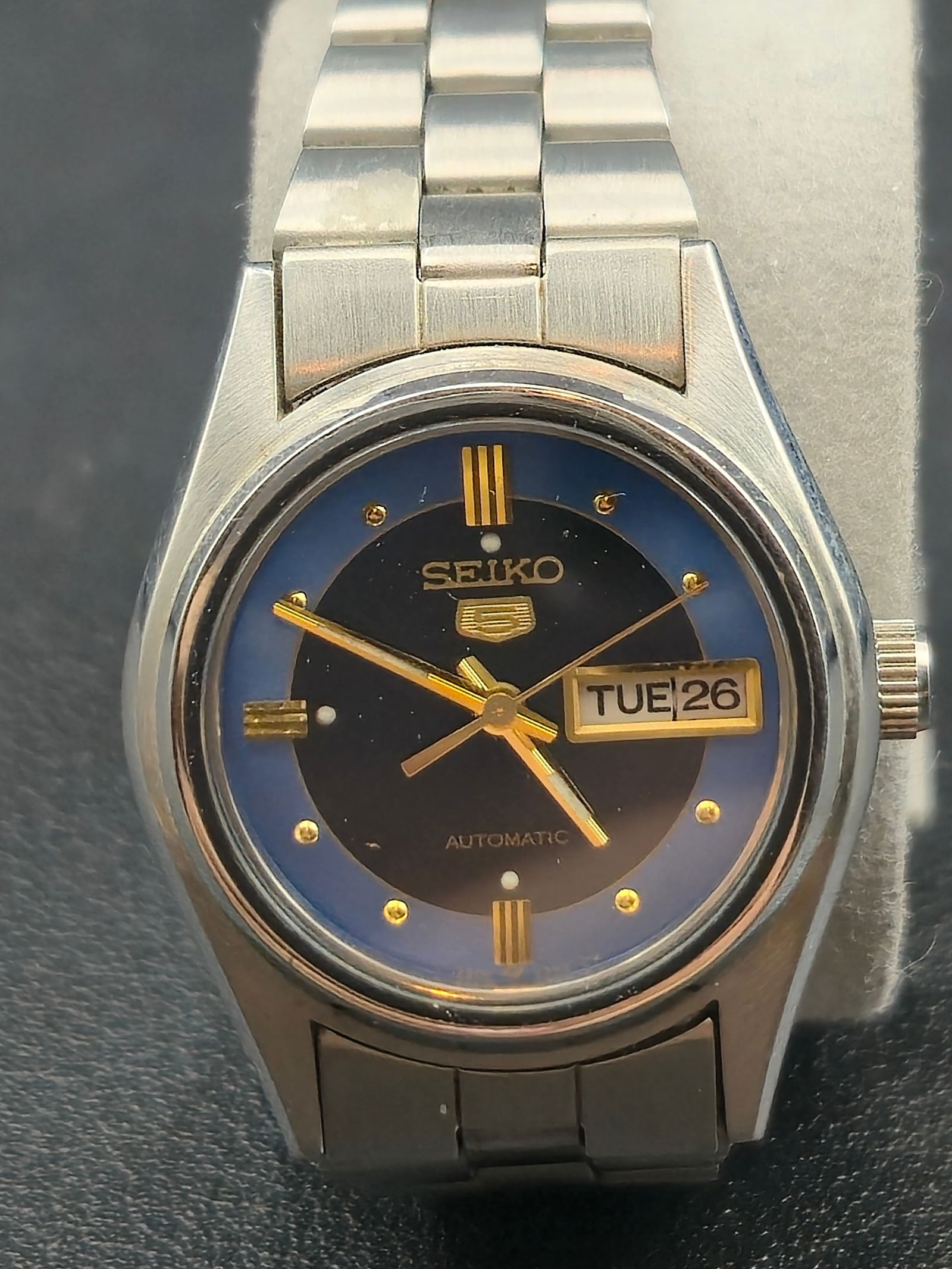 1980 Seiko 5 Automatic 17J 36mm Stainless Steel Day-Date 2906-0820 Runs Blue Dial (1 of 9)