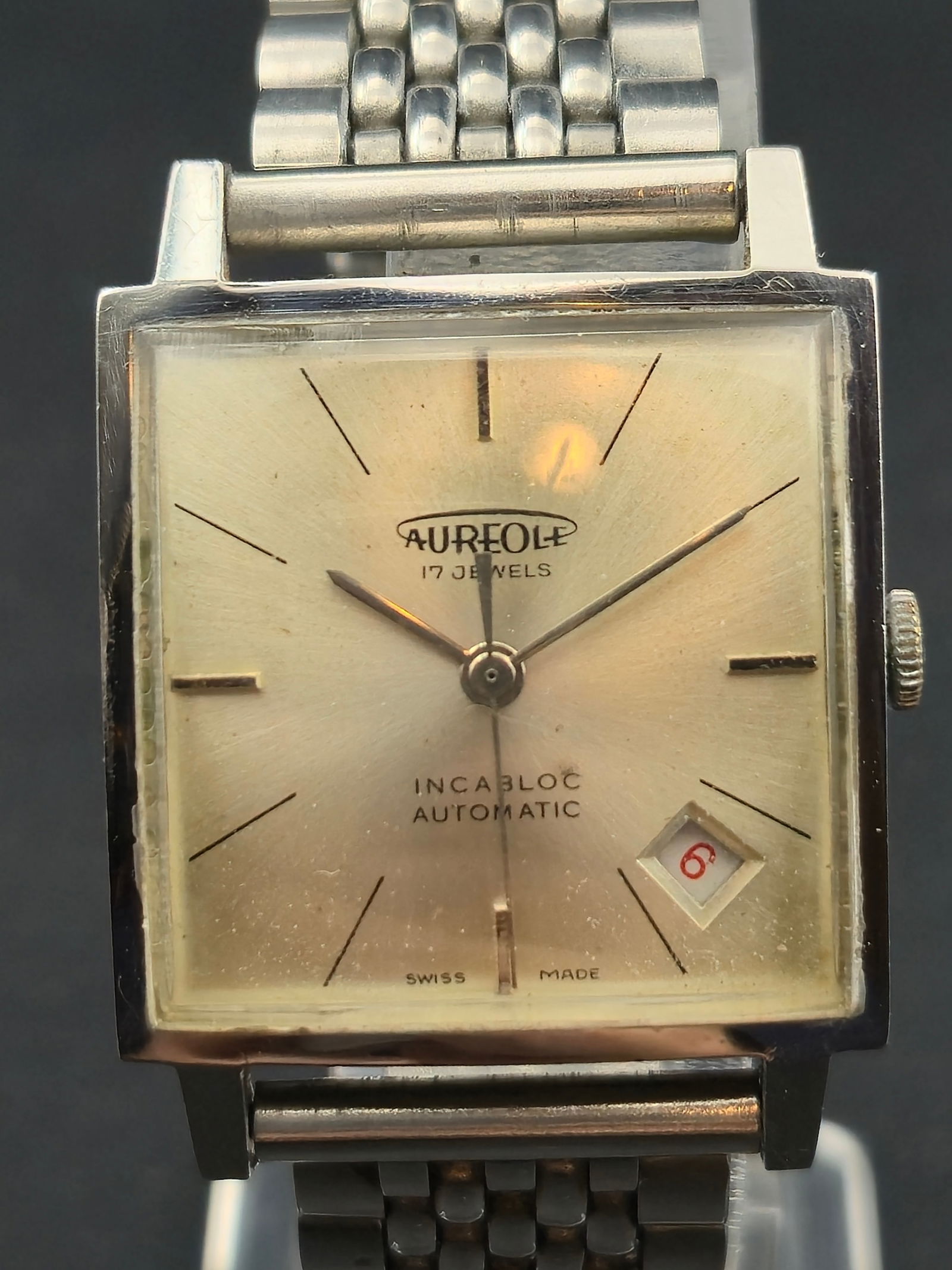 1960s Aureole Incabloc Automatic 28mm Swiss 17J Square Dress Watch Runs (1 of 11)