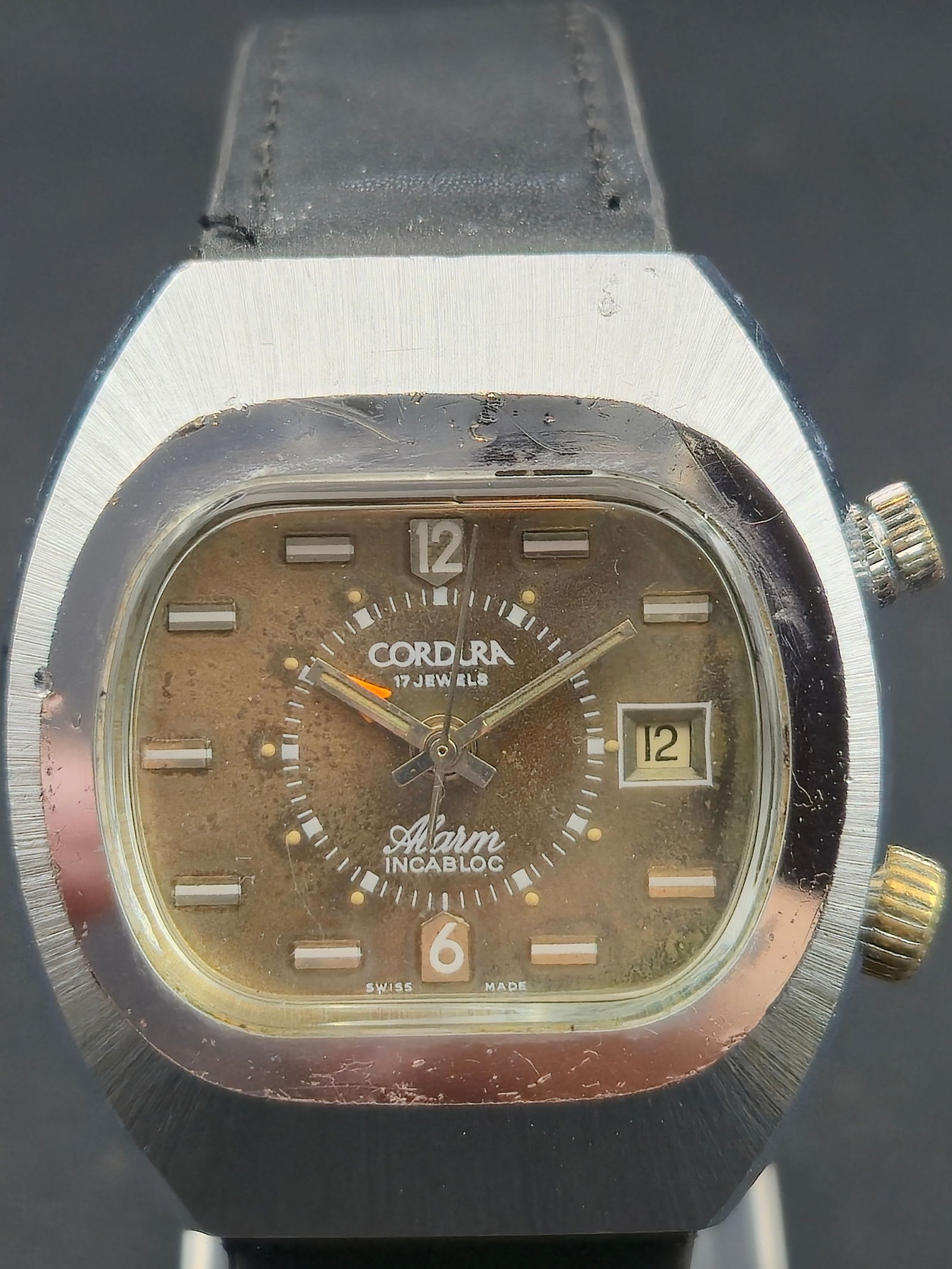 1970s Cordura Alarm 37mm Swiss 17J Dual Crown Incabloc Watch Runs (1 of 8)