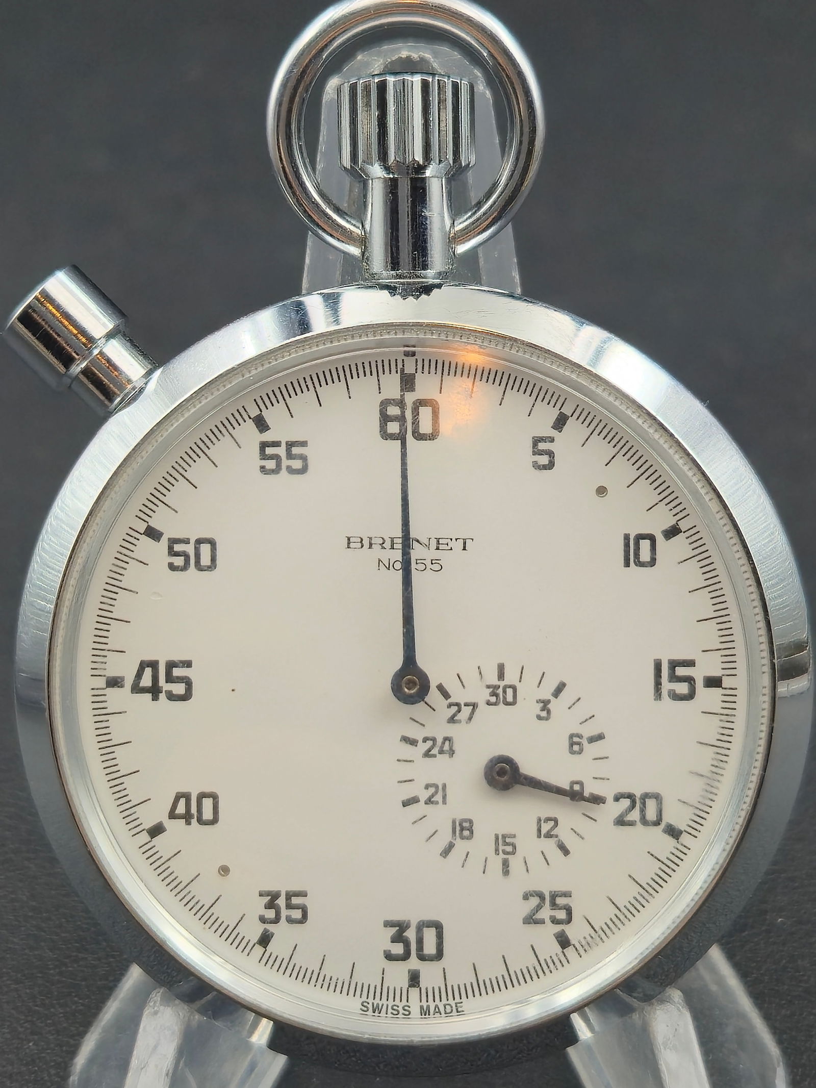 Lemania Brenet No.55 51mm Swiss Mechanical Stopwatch 7J Operational (1 of 8)