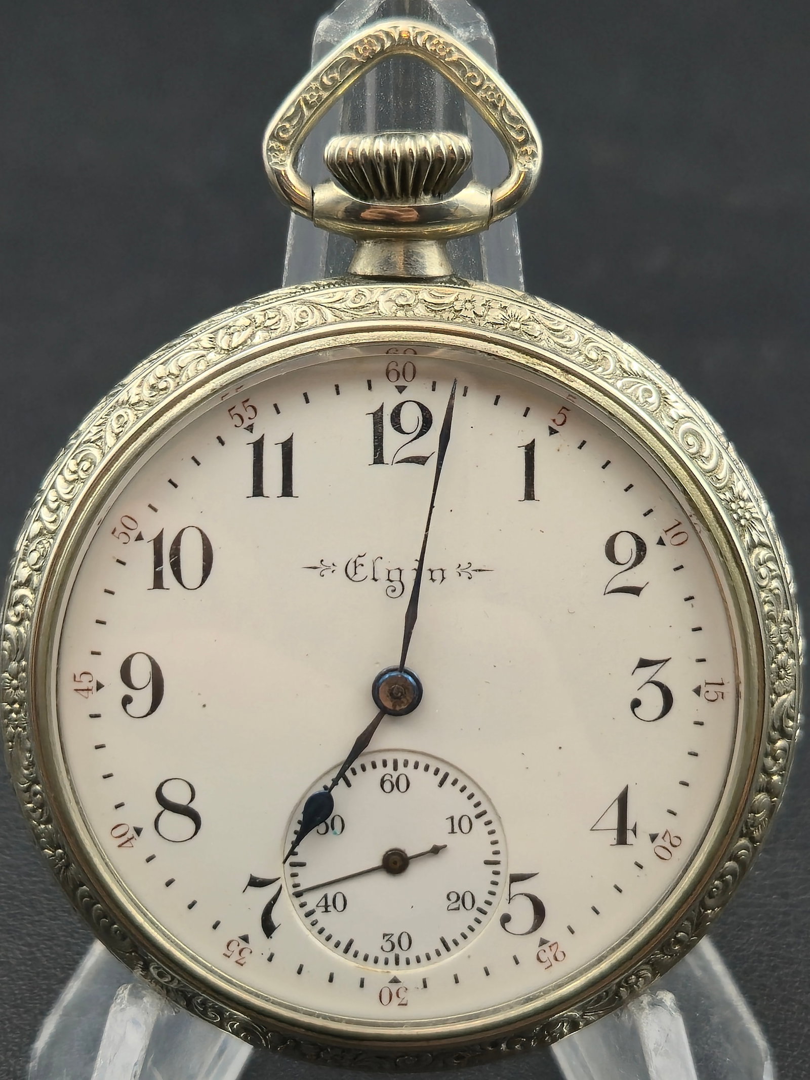 1904 Elgin Grade 244 16s 17J Pocket Watch Nickel Case 50mm Runs (1 of 8)