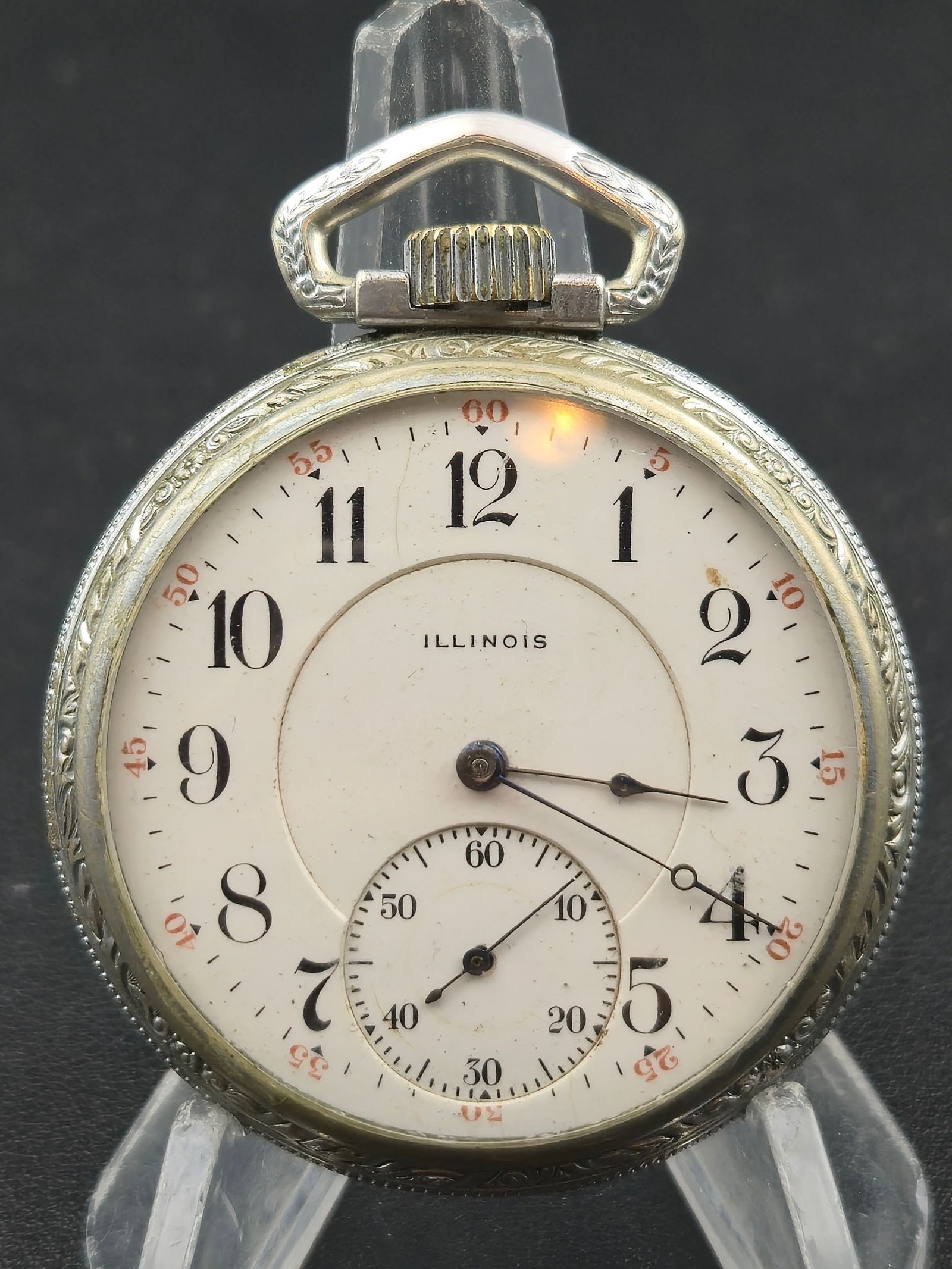 Illinois 1916 16s 17J Pocket Watch Grade 604 – Nickel Case – Running (1 of 8)