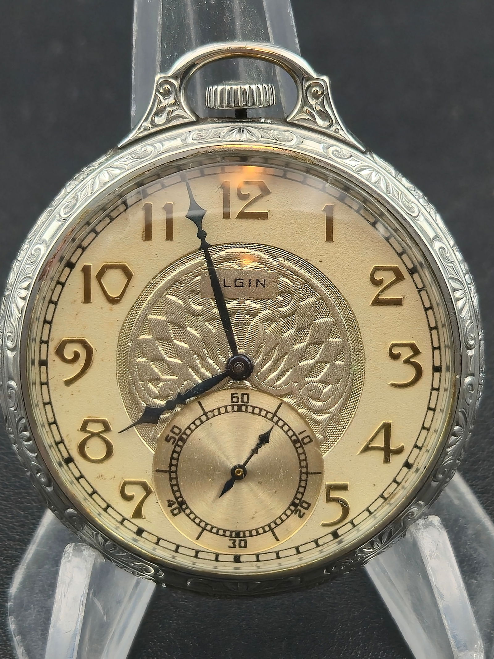 1929 Elgin Grade 303 12s 7J Pocket Watch Tribune Chromium Case – Runs (1 of 8)