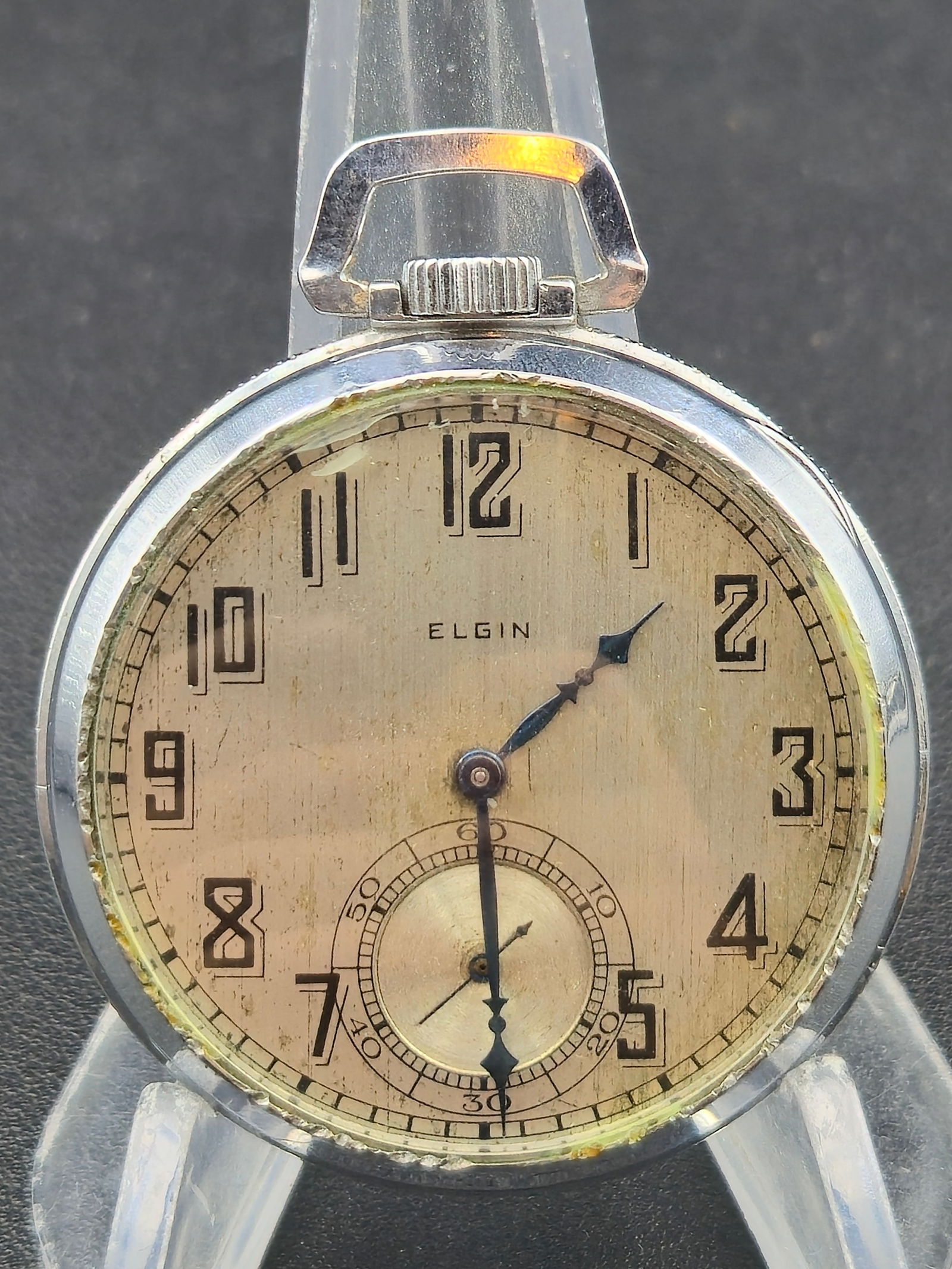 1928 Elgin Grade 315 12s 15J Art Deco Pocket Watch – 48mm Chrome Case – Runs (1 of 7)