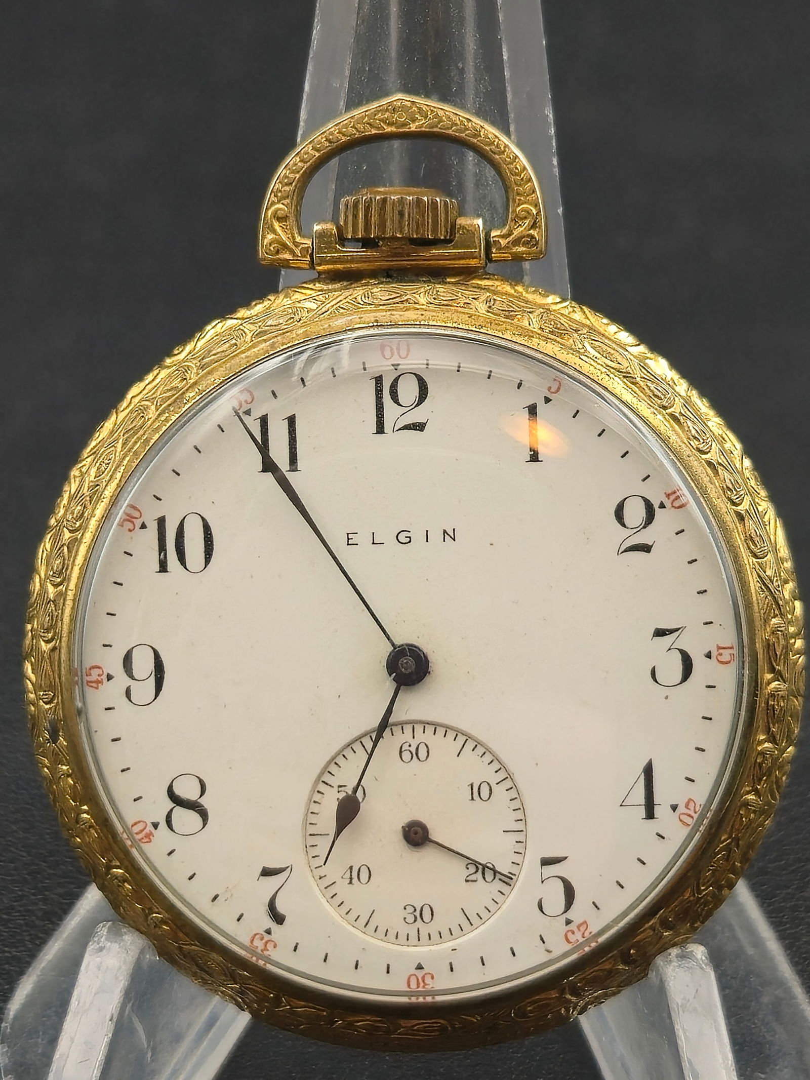 1911 Elgin 12S 15J Grade 315 Gold Engraved Case Pocket Watch Runs (1 of 8)
