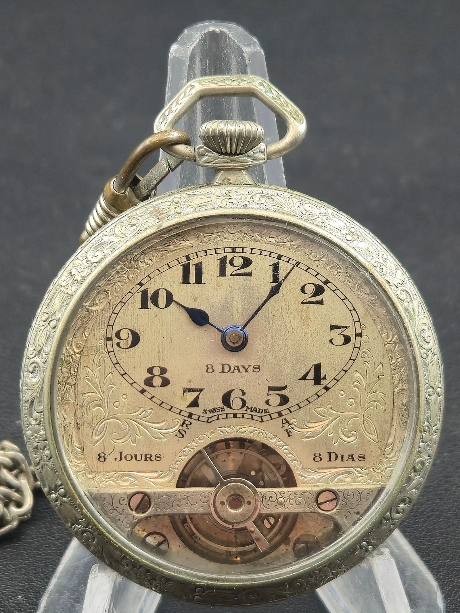 Swiss Wyss Freres 8-Day 49mm 6J Open Balance Pocket Watch with Chain Runs (1 of 10)