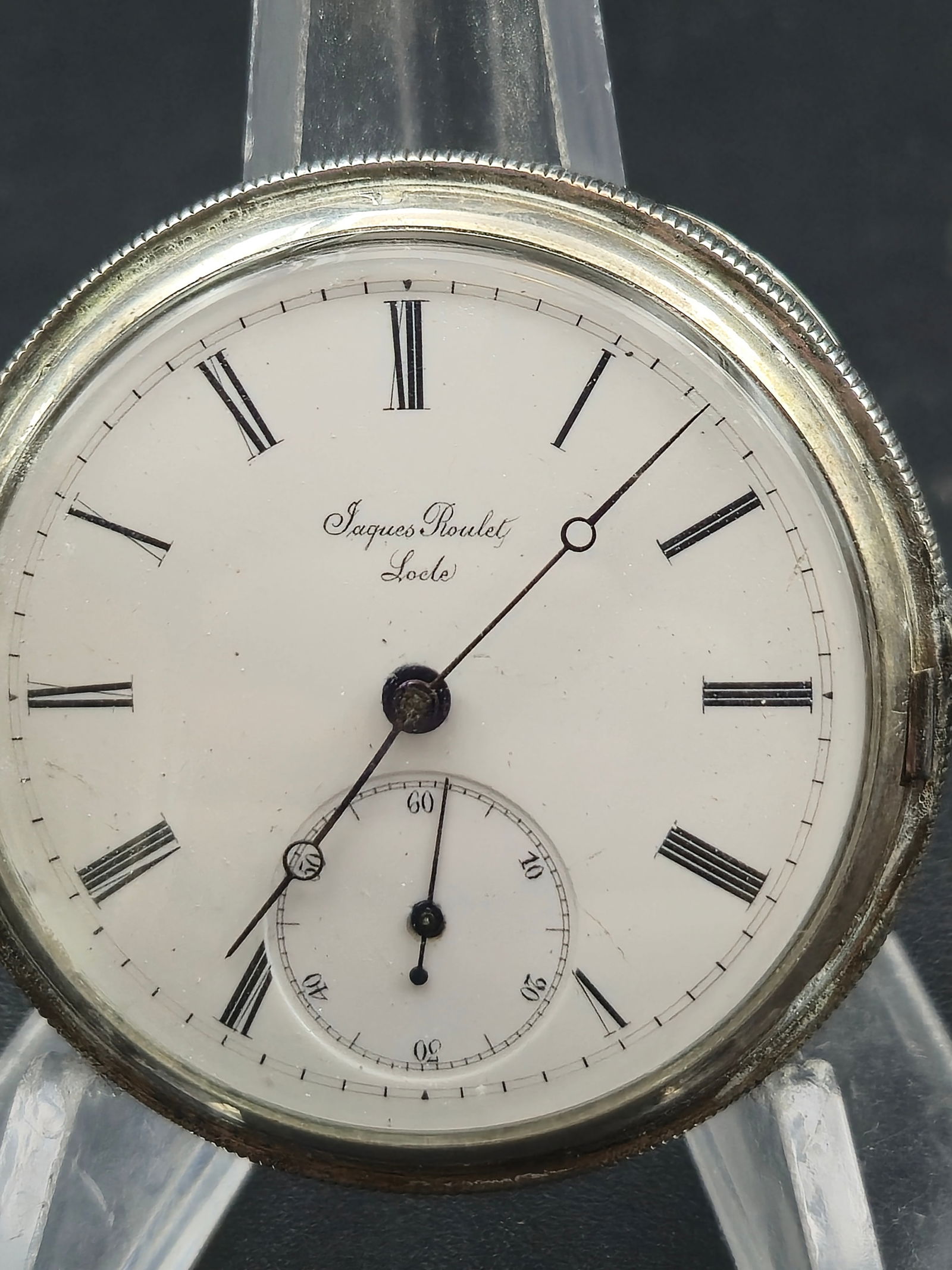 .1880s Jacques Roulet Swiss 45mm Keywind Pocket Watch Floral Silver Case Runs (1 of 11)