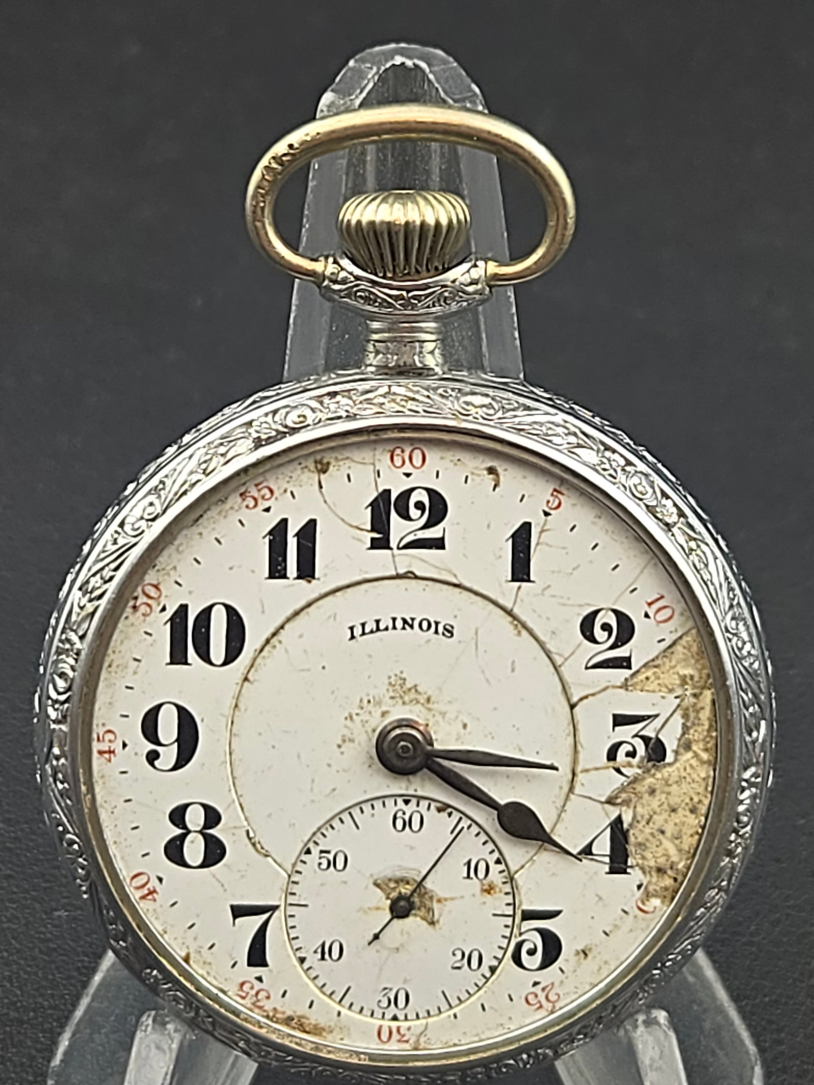 1922 Illinois Stewart Special Grade 605 16s 17j Open Face Pocket Watch Untested (1 of 6)