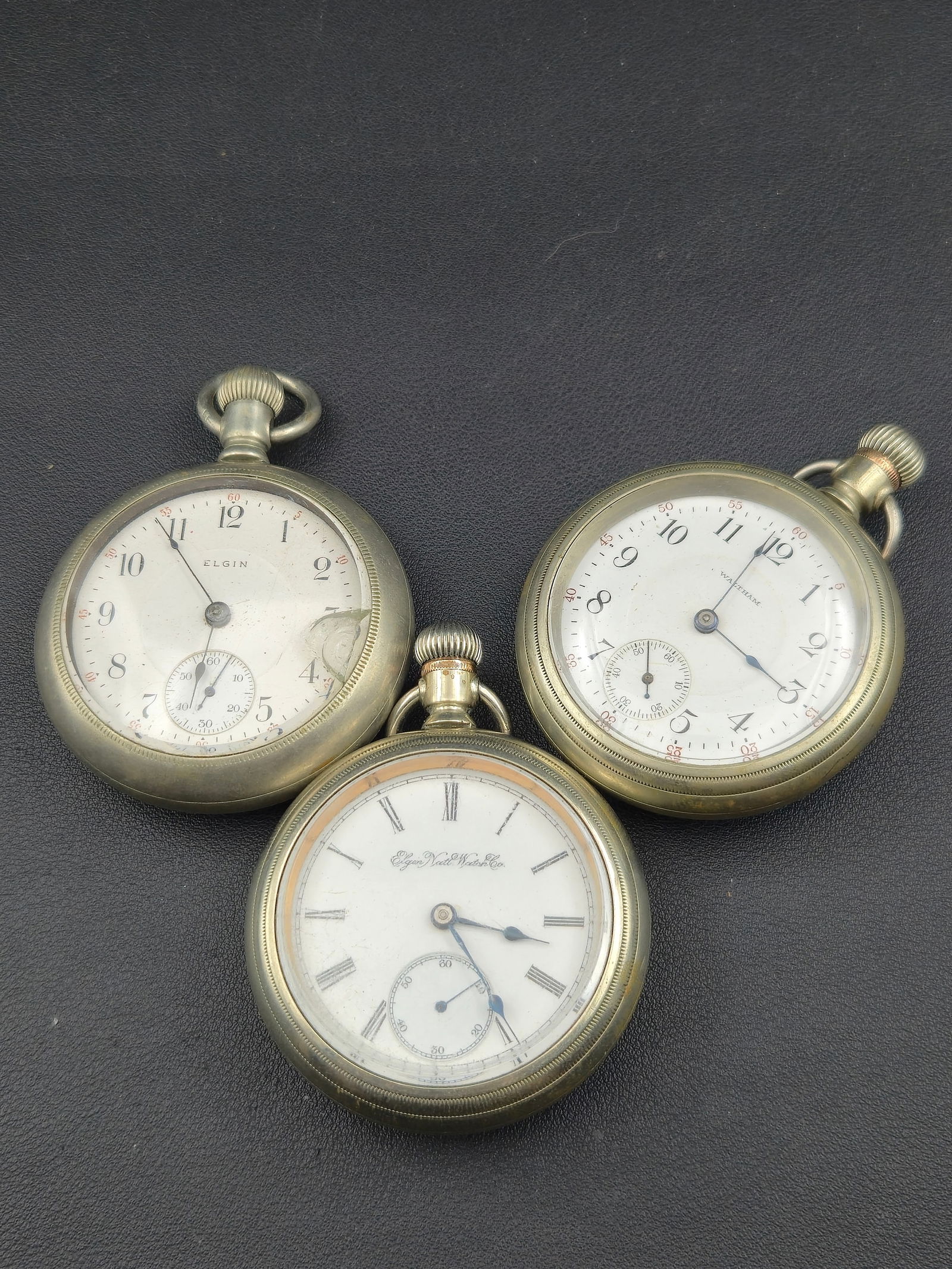 Lot of 3 Antique 18s Pocket Watches, Elgin, Waltham, Open Face, Untested (1 of 8)