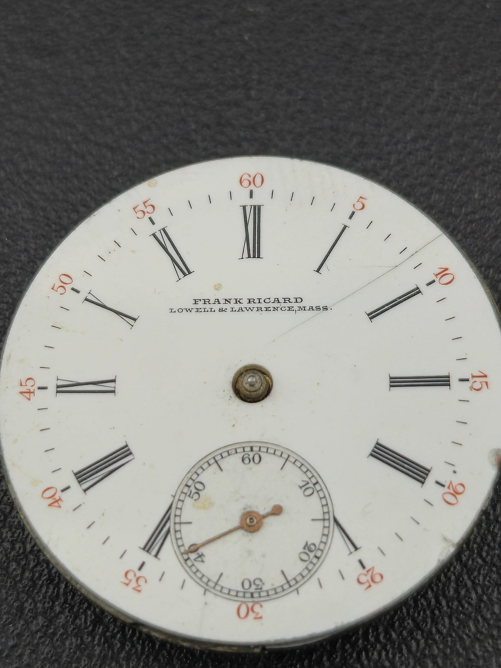 Longines Private Label Pocket Watch Frank Ricard 29mm Movement & Dial Only Untested: Offered is a Longines Swiss private label pocket watch movement and dial only, signed “Frank Ricard – Lowell & Lawrence, Mass.” This is a retailer-signed Longines private label piece, a desi