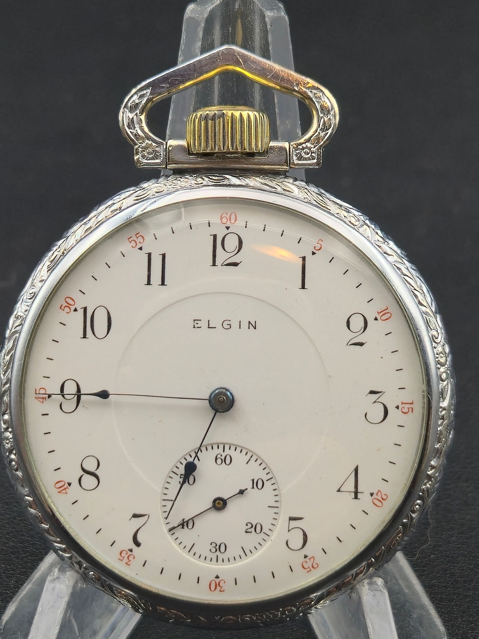 1912 Elgin Grade 387 16s 17J Open Face Pocket Watch Base Metal Case Running (1 of 8)