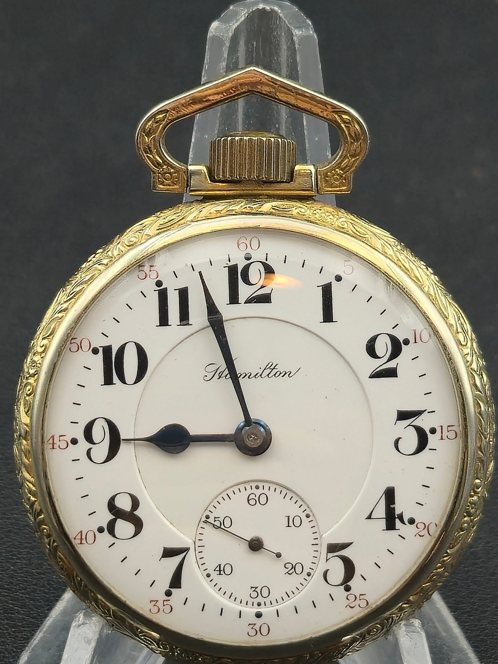 1917 Hamilton Grade 992 16s 21J Railroad Pocket Watch Gold-Plated Illinois Spartan Case (1 of 11)