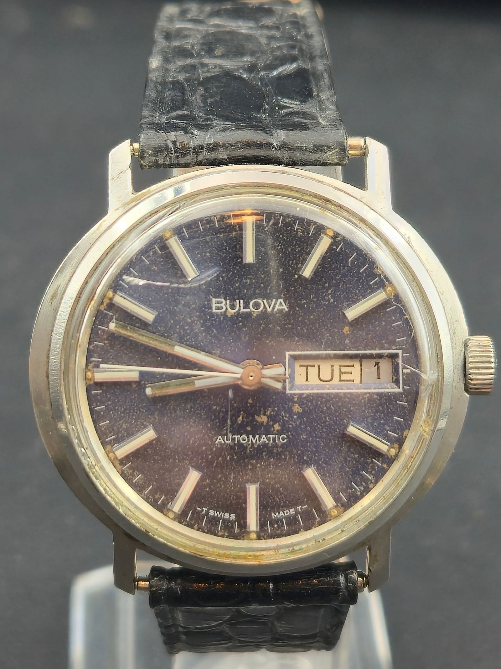Bulova Automatic Day Date 17J Swiss Stainless Steel 1970s 36mm Running (1 of 9)