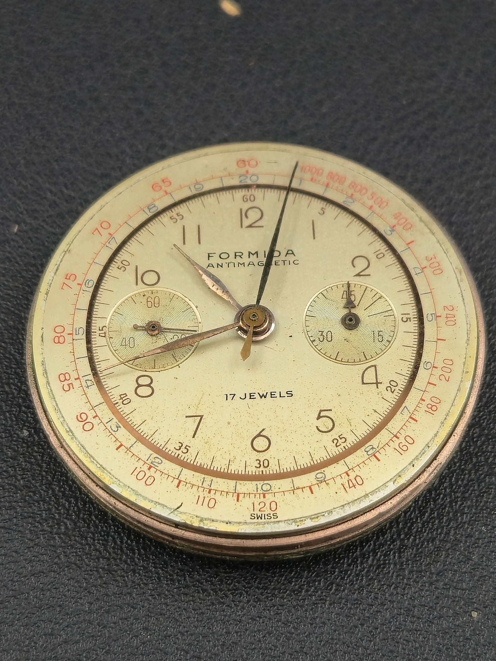 Formida Swiss Chronograph Movement Only 17J Antimagnetic 1940s 35.8mm (1 of 6)