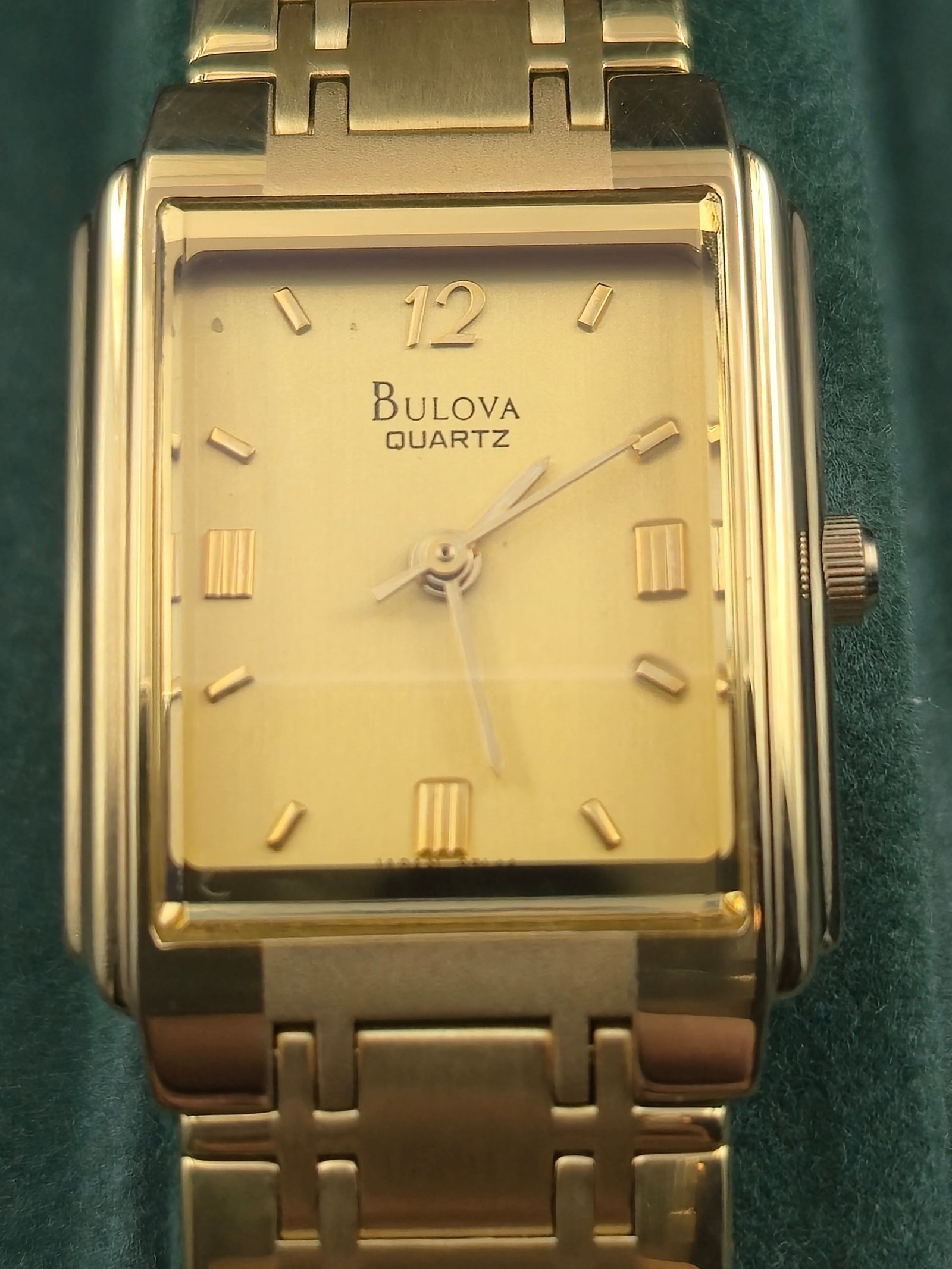 Bulova Quartz Rectangular Dress Watch Base Metal Case 20.1mm NOS w/Box Bell Charm (1 of 12)