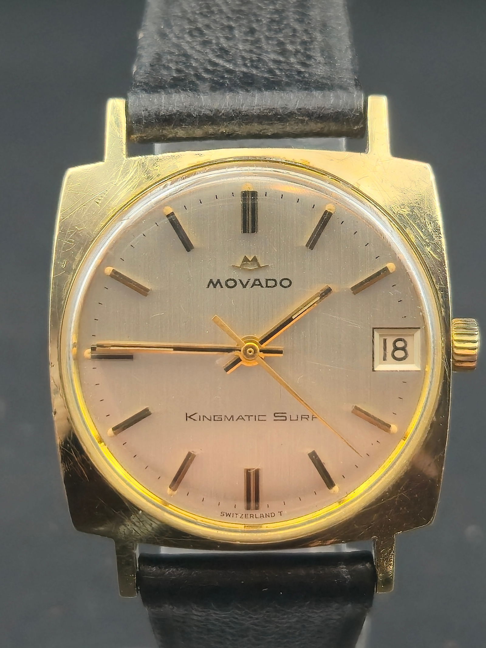 1969 Movado Kingmatic Surf 29.14mm 14K Gold Filled Automatic Date Wristwatch (1 of 10)