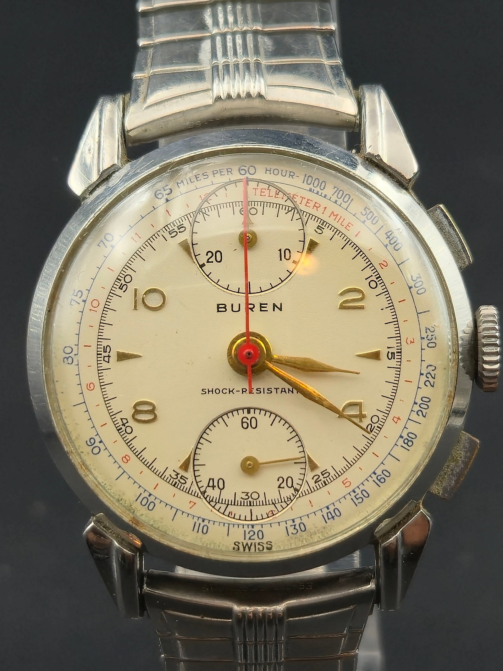 Late 1940s Buren Shock-Resistant Chronograph Landeron 187 12½''' (1 of 11)