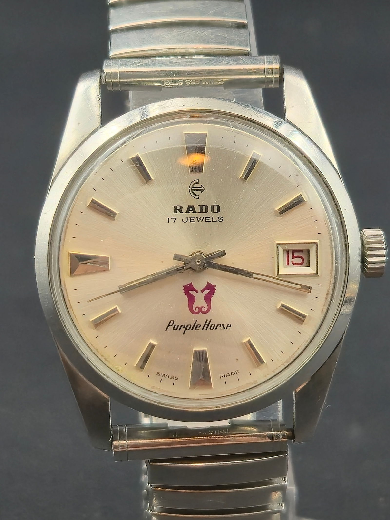 Rado Purple Horse 17J Automatic Date Stainless Steel Wristwatch 34.5mm (1 of 12)