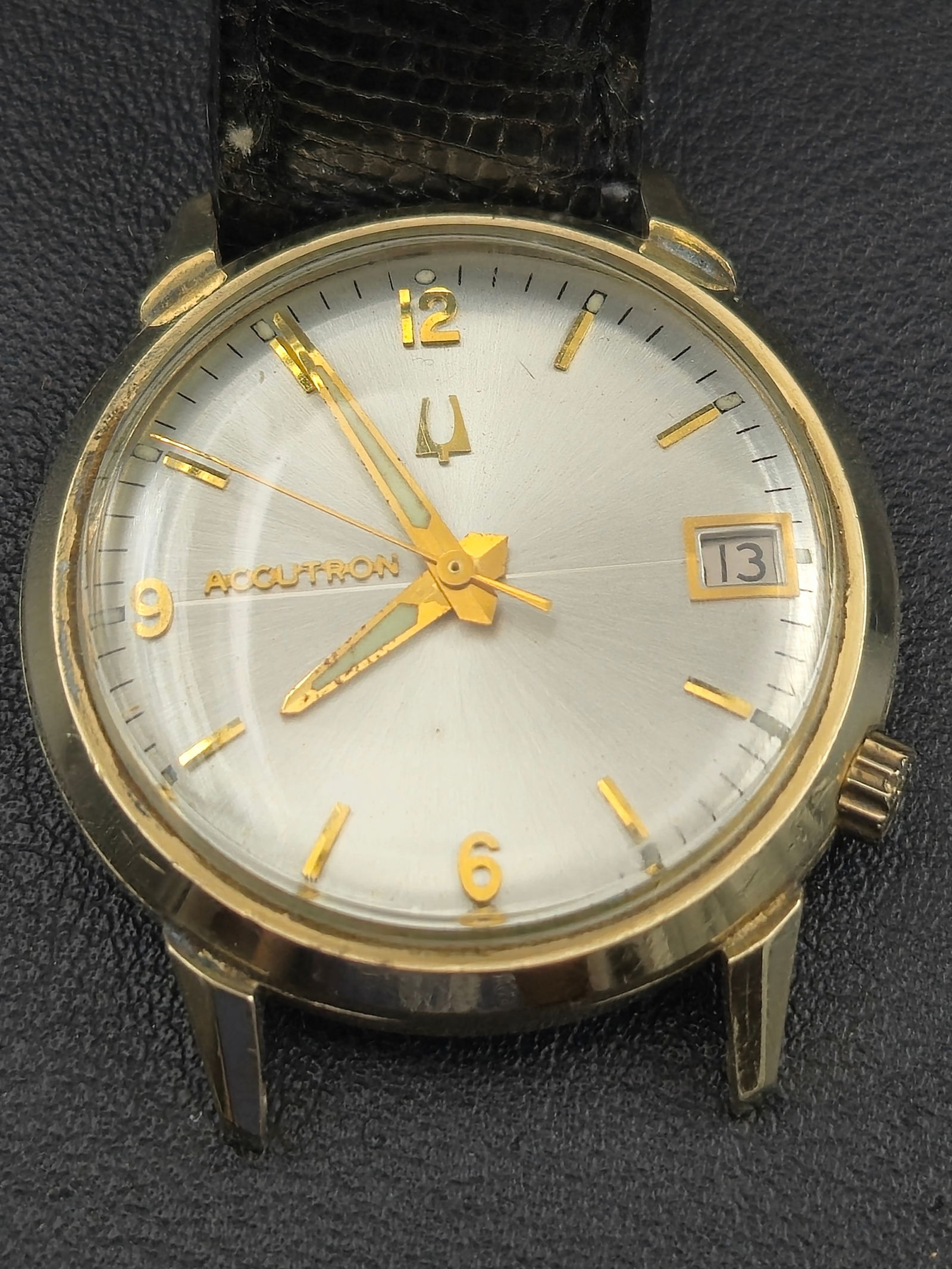 1972 Bulova Accutron M2181 14K Gold Filled Case Silver Dial 34.2mm (1 of 8)