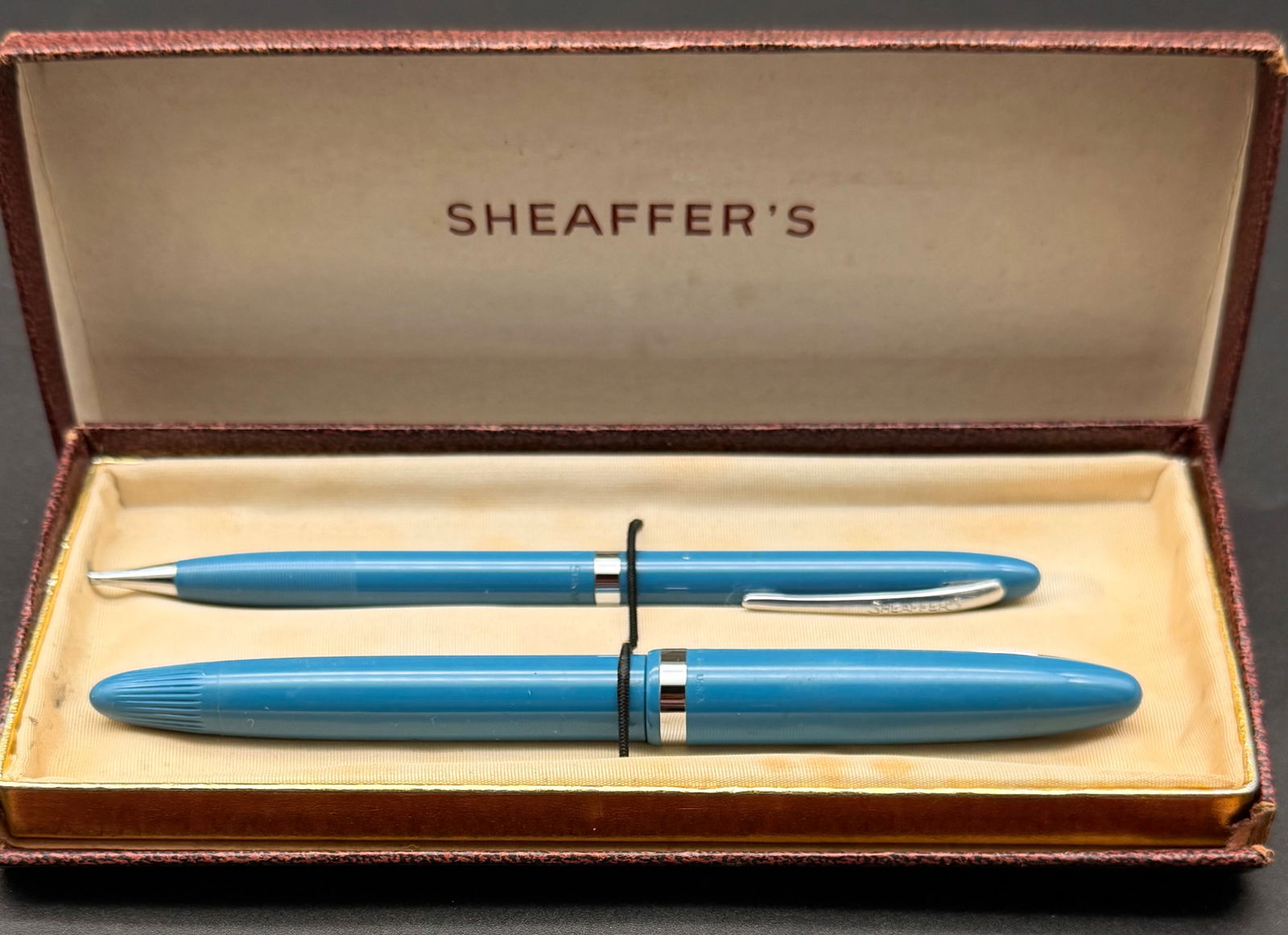 Vintage Sheaffer Blue Pen & Pencil Set w/ Box – Made in USA (1 of 9)