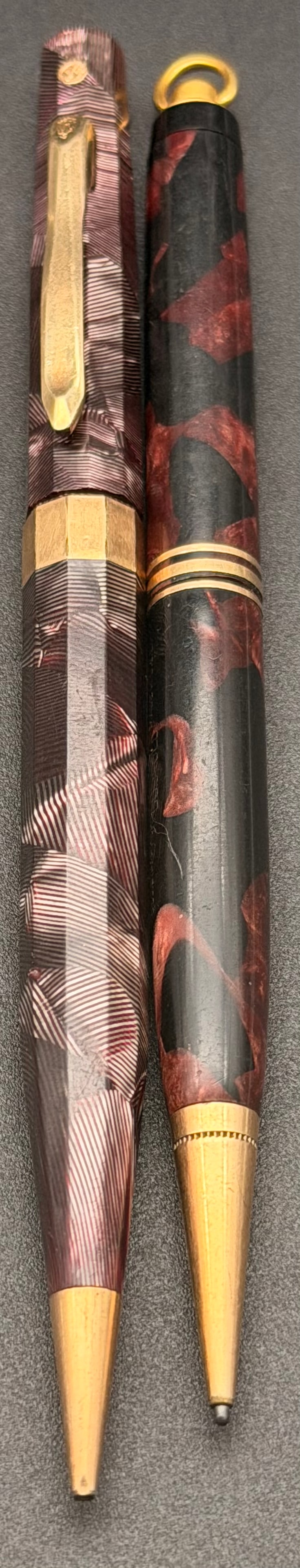 Vintage Pen & Pencil Lot – Marbled Celluloid & Faceted Design – Gold Tone Trim (1 of 9)