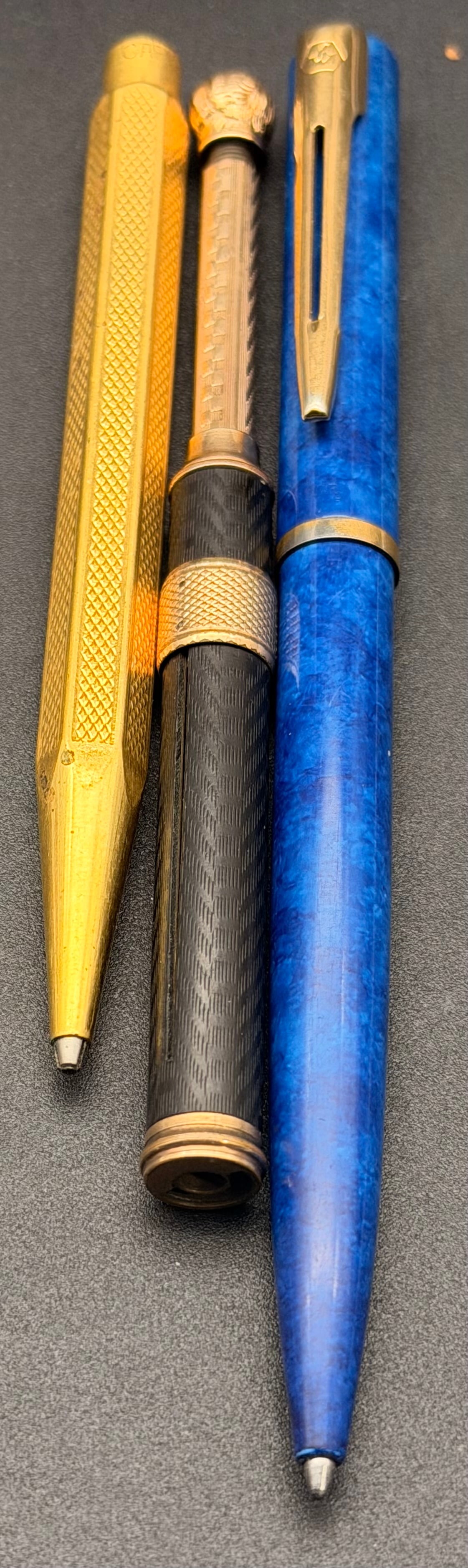 Vintage Parker Blue Ballpoint & Brass Mechanical Pencil Lot of 3 (1 of 9)