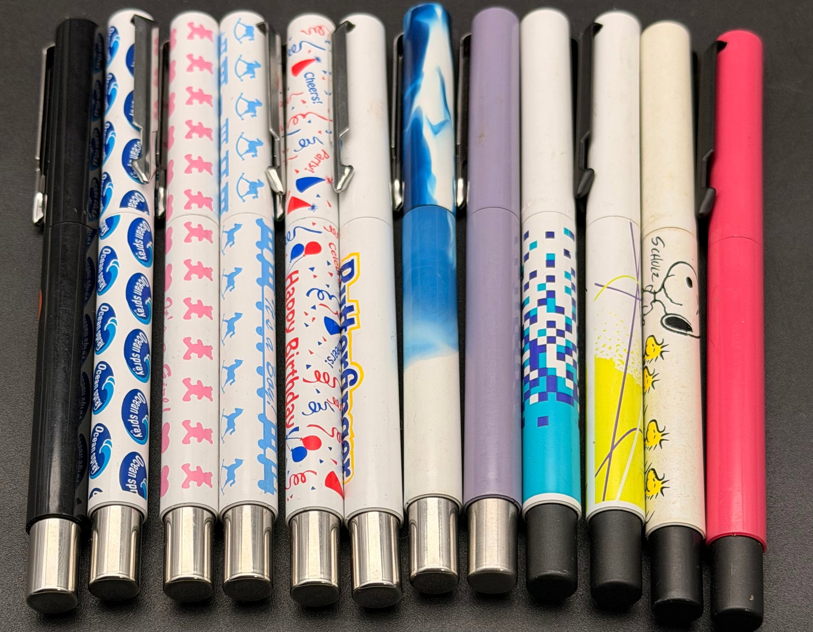 Vintage Parker Ballpoint Pens Lot of 12 – Snoopy, Novelty Prints, Mixed Colors (1 of 14)