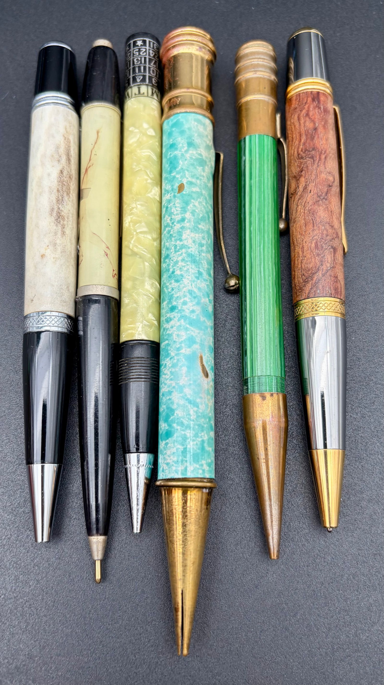 6 Vintage Marbled Pens & Pencils – Art Deco Mix (1 of 8)