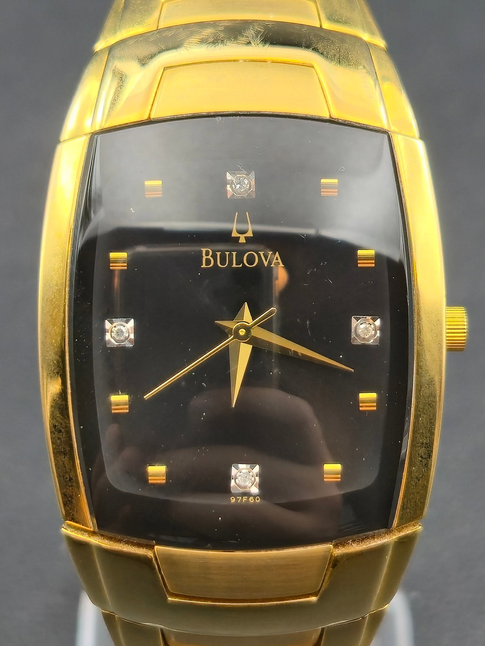 Bulova Rectangular Quartz Ref 97F60 Gold-Tone Stainless Steel Bracelet Watch 30mm (1 of 9)