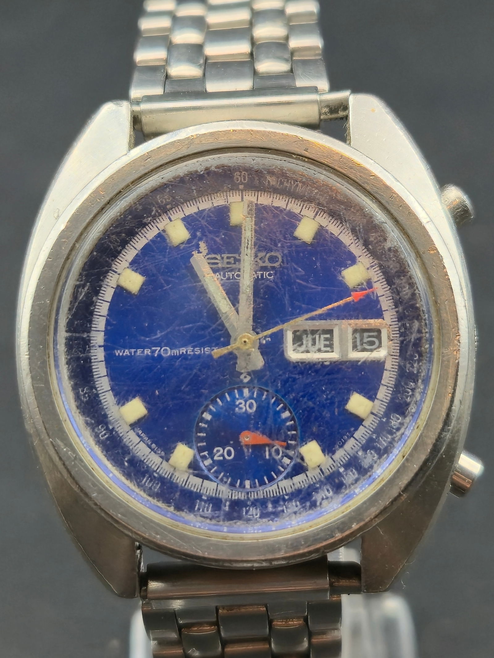 1970s Seiko Automatic Blue Dial Chronograph Cal. 6139 39mm (1 of 13)