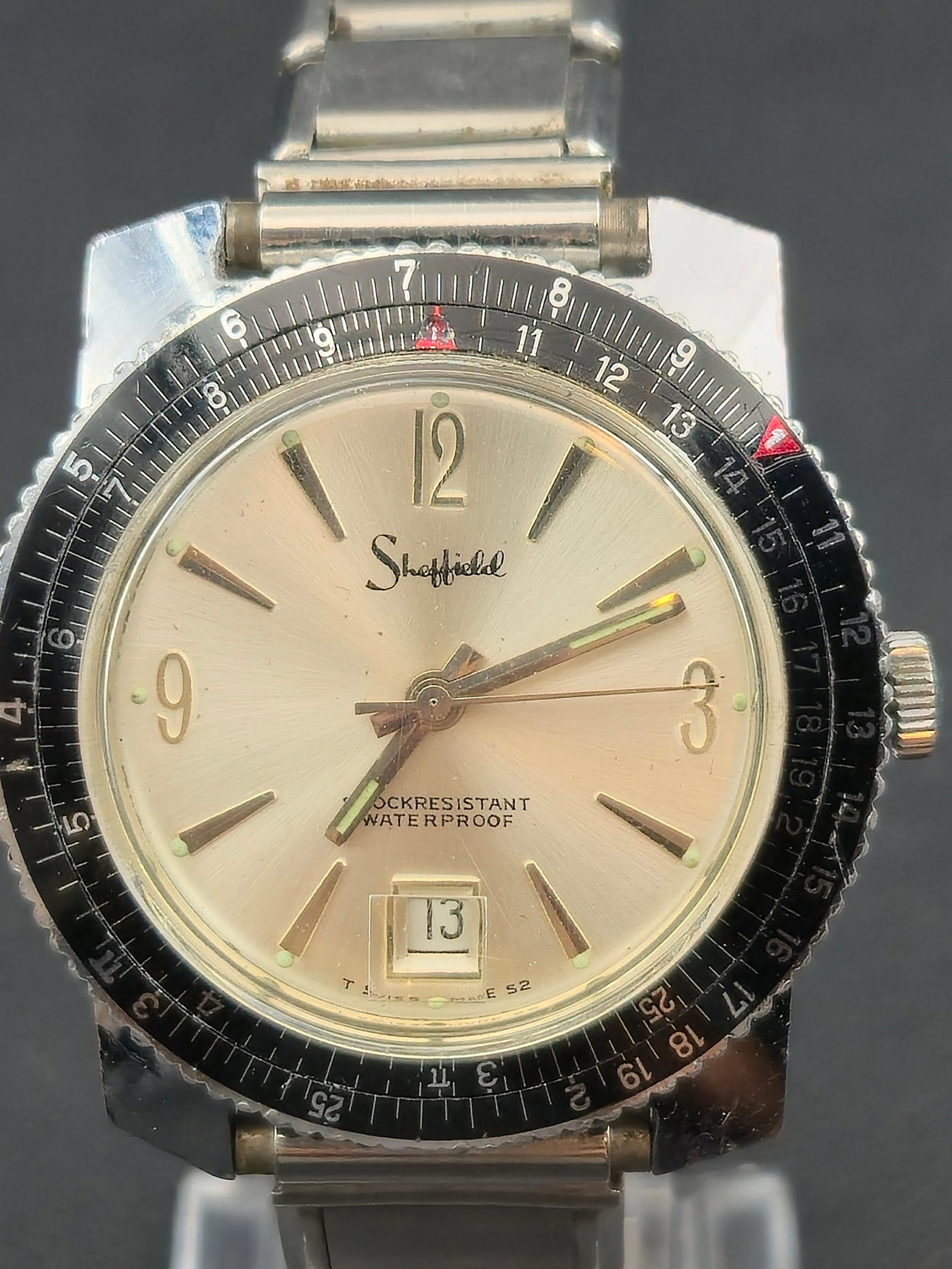 1960s Sheffield Swiss Diver-Style Manual Wind Watch – 39mm – Runs (1 of 10)