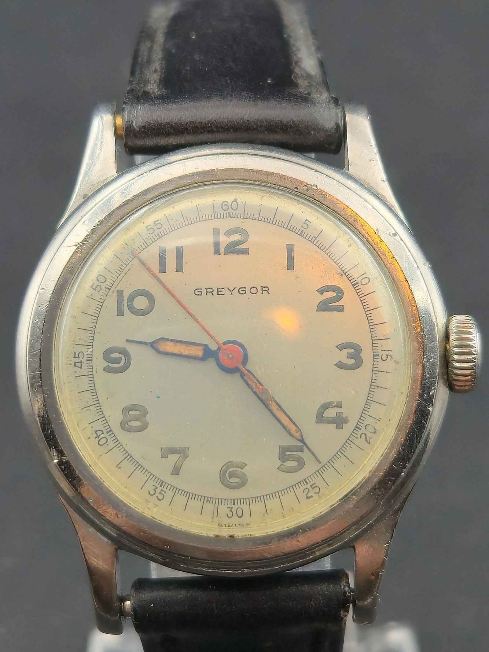 Circa 1935–1940 Avia “Greygor” Swiss 17J Military-Style Wristwatch – 34mm (1 of 9)