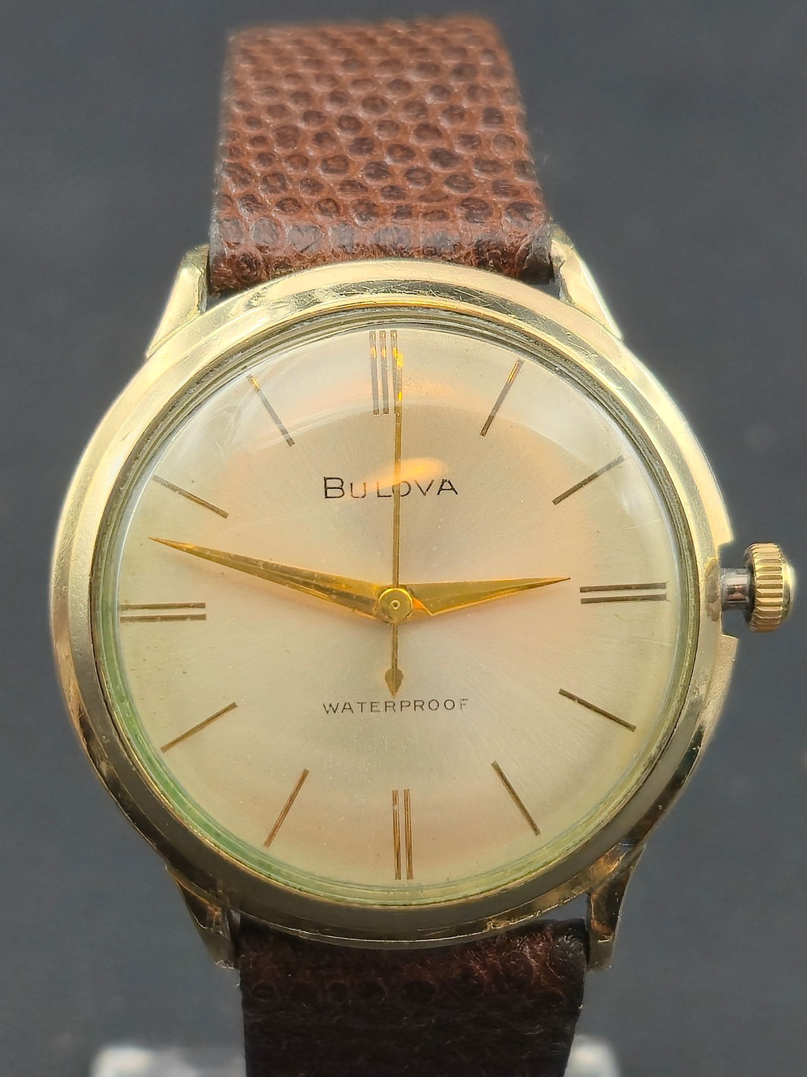 1965 Bulova Waterproof RGP Dress Watch – 34mm – Engraved Caseback (1 of 10)