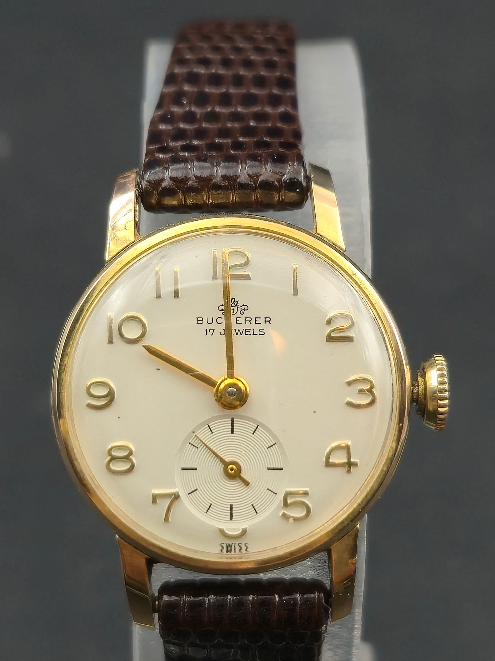 1950s Bucherer Swiss 17J Small Seconds Watch – 21mm – Gold-Tone – Runs (1 of 8)