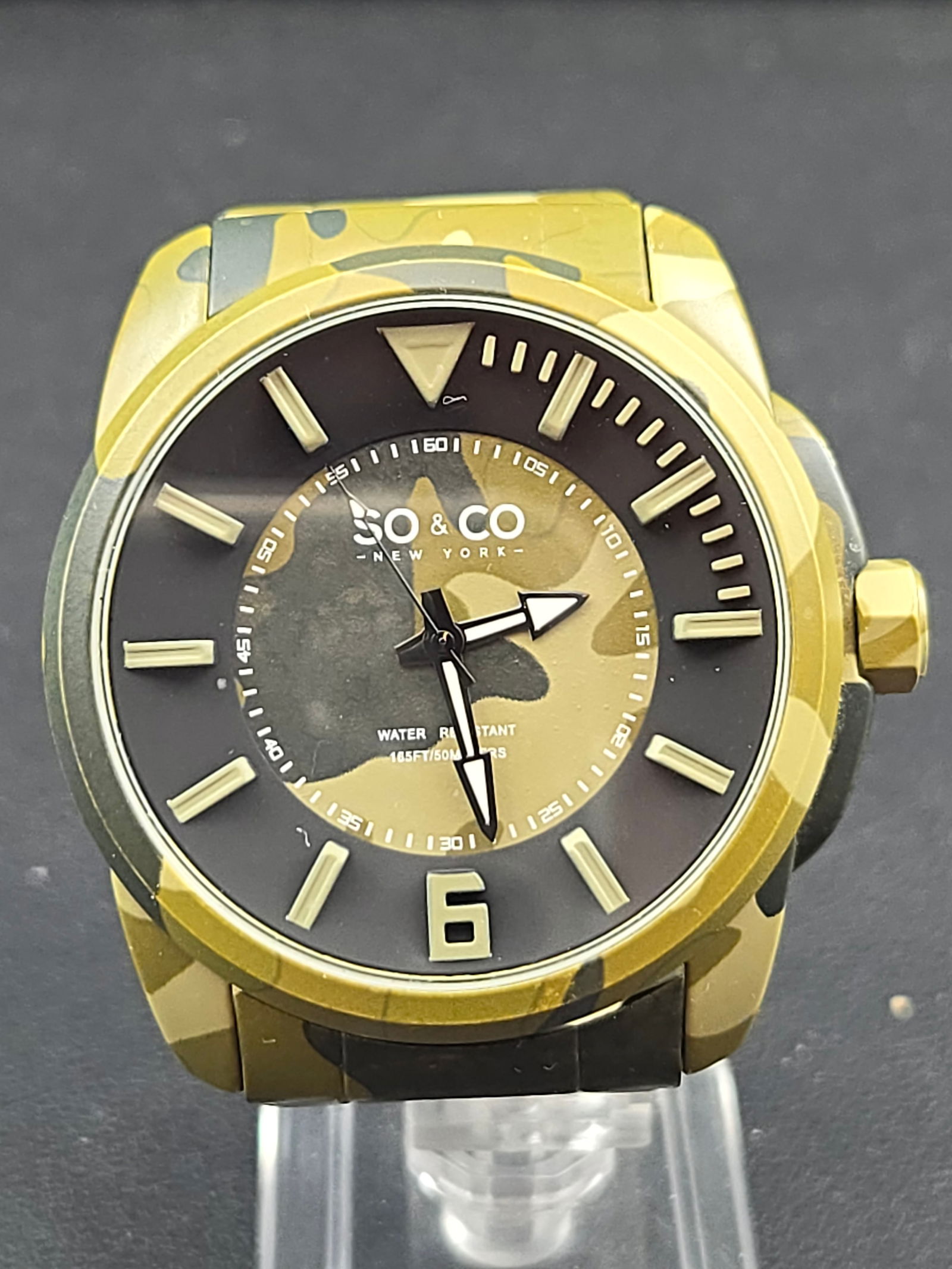 2000s SO and CO New York Camo Quartz Watch Black Dial 48mm New Battery Mint (1 of 9)