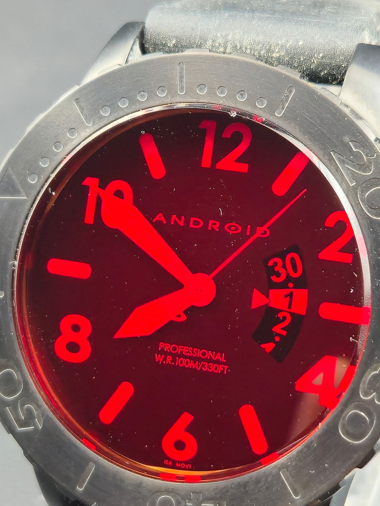 2000s Android Professional Limited Edition Quartz Watch Black Dial Red Crystal Model AD474 49mm New (1 of 9)