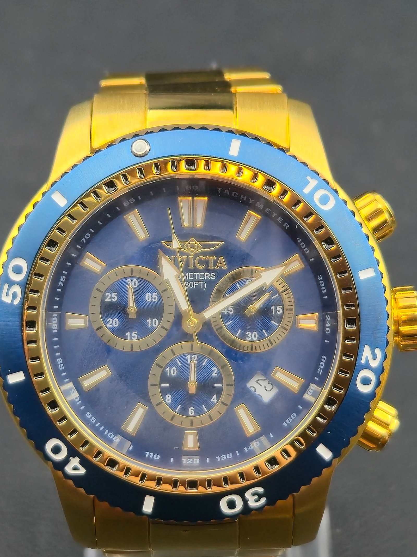Invicta Chronograph Ref. 1205 c.2010s Gold-Tone Stainless Steel 45mm (1 of 9)
