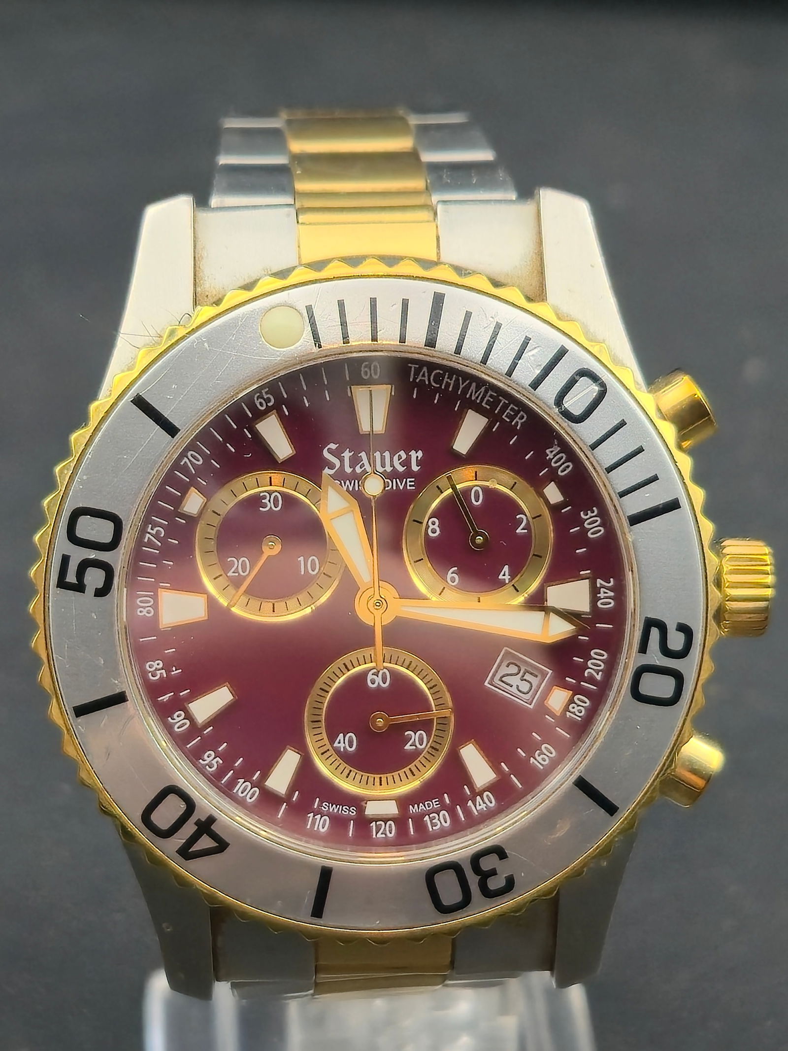 Stauer Swiss Dive Chronograph c.2010s 43mm Two-Tone Stainless Steel, Sapphire, Running (1 of 9)