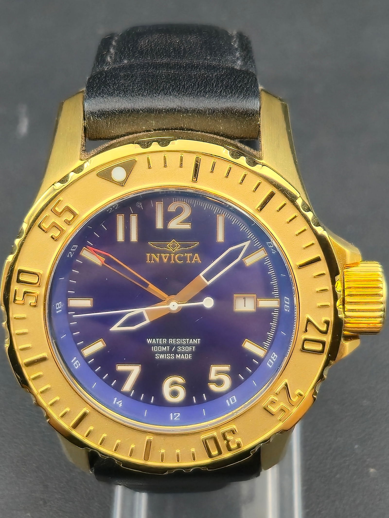 Invicta Swiss Made GMT Ref. F0057 c.2010s Gold-Tone Stainless Steel 100M, Mint, Running (1 of 10)