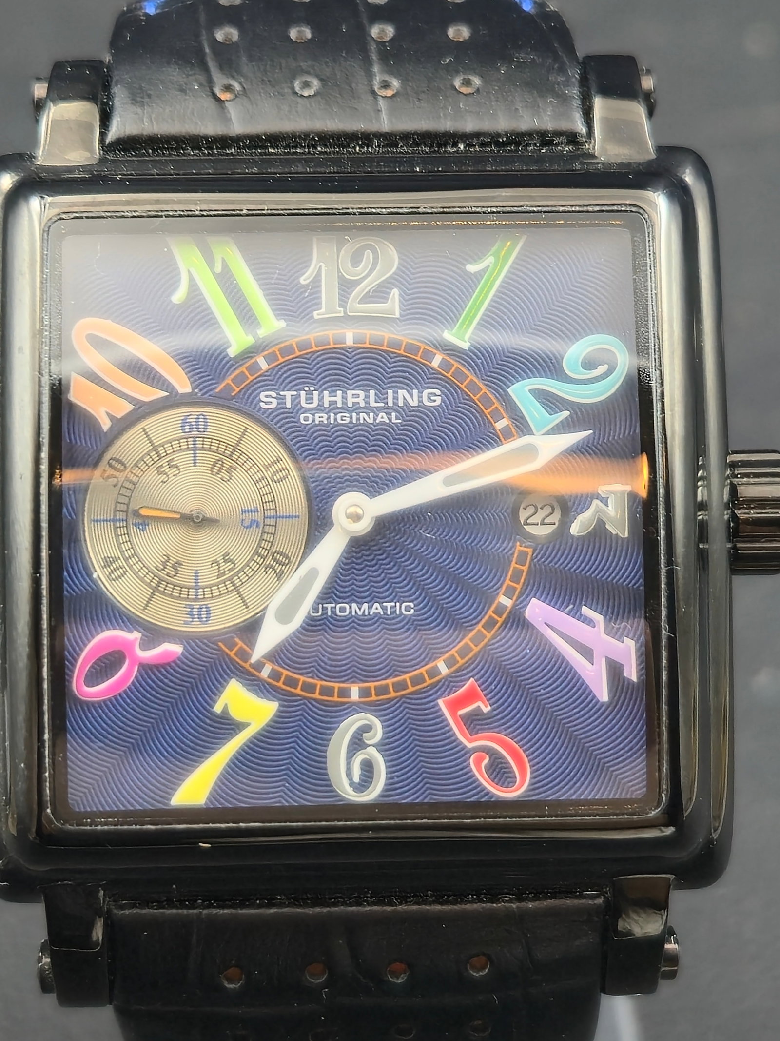 Stuhrling Original Rectangular Automatic c.2010s 41mm Stainless Steel Leather Strap, Running (1 of 9)