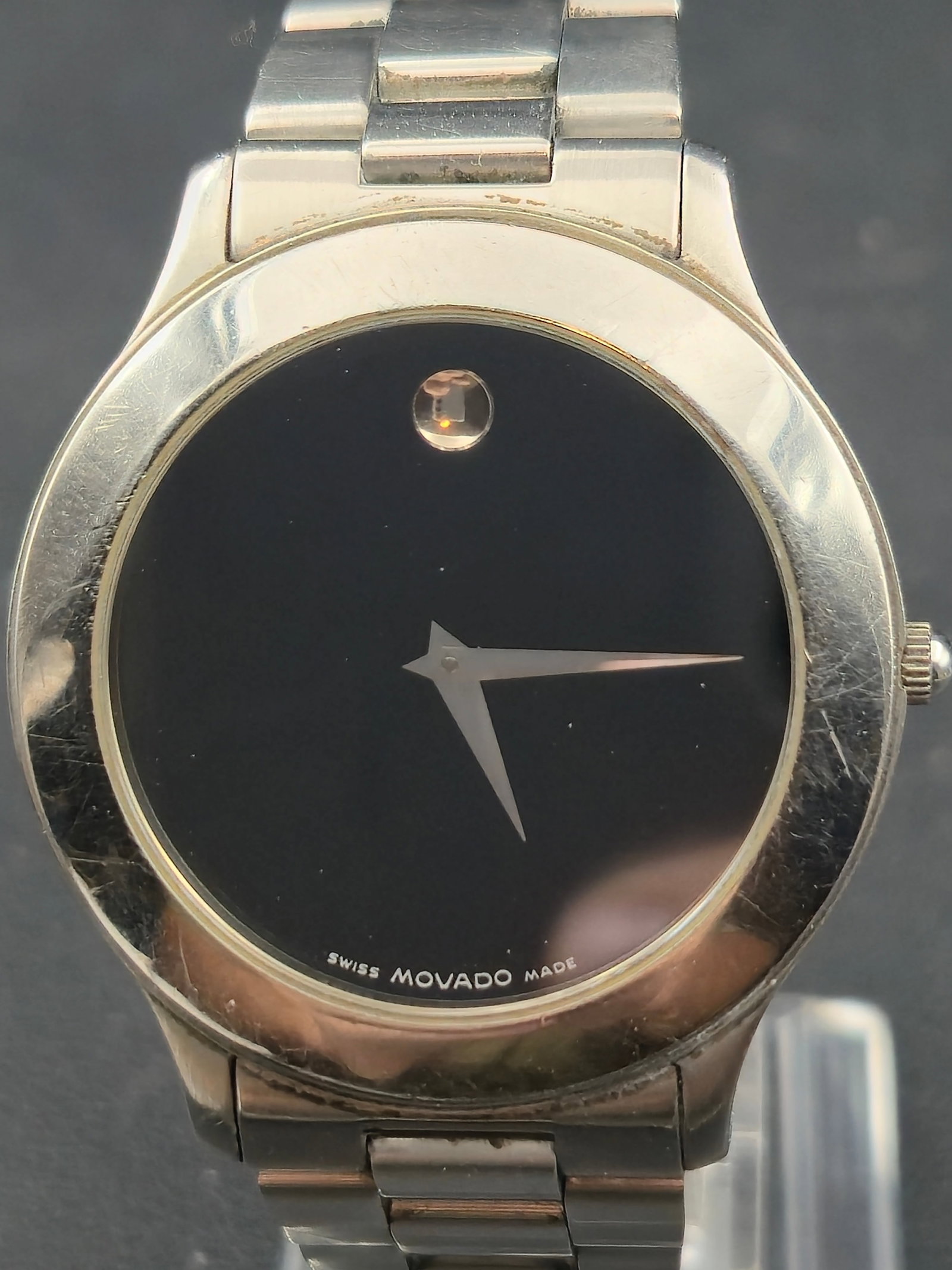 Movado Museum Quartz 37mm Black Dial Sapphire Crystal Stainless Steel Watch Running (1 of 10)