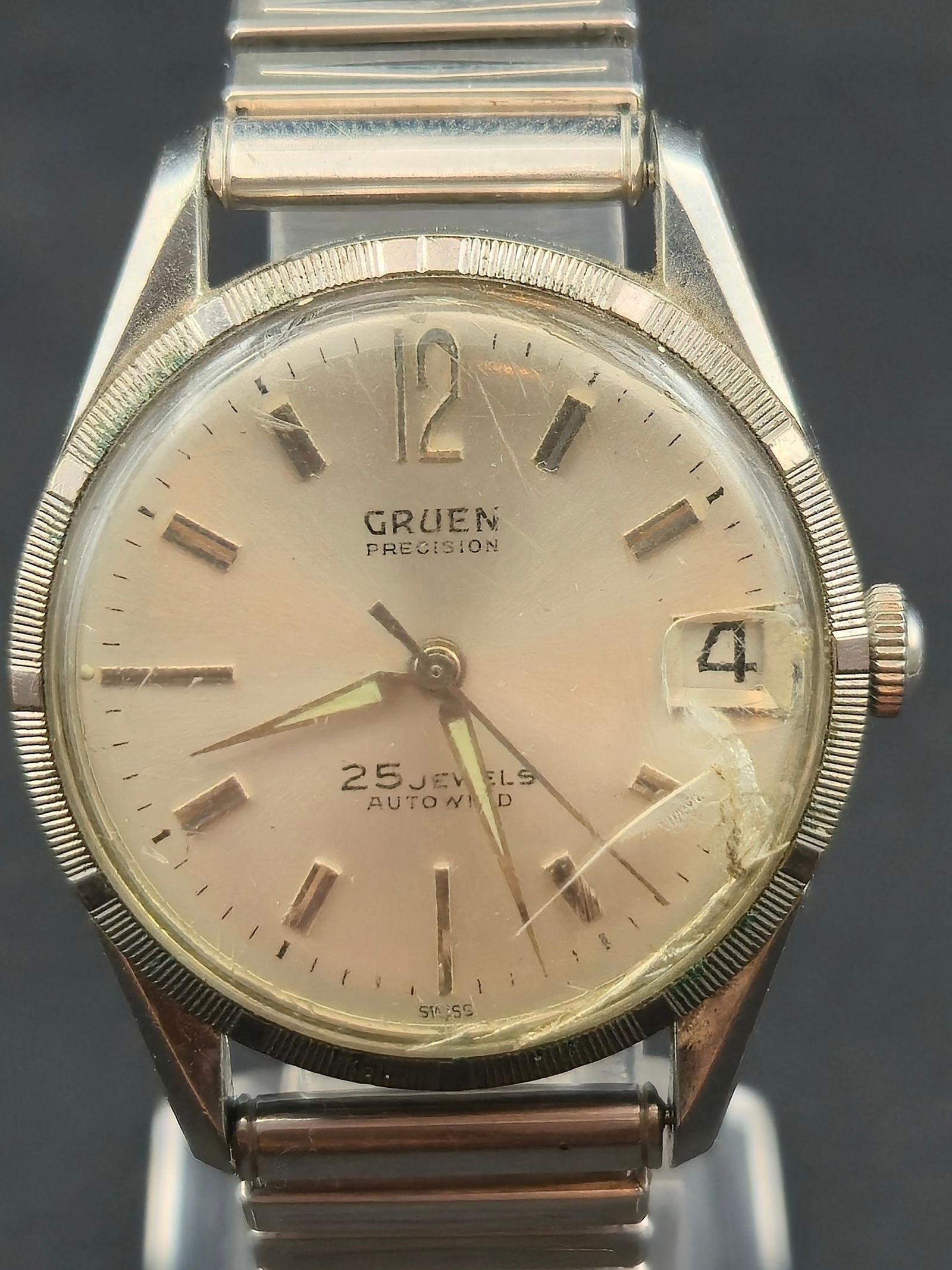 Gruen Precision Automatic 25J Stainless Steel Date Watch c.1950s (34mm) (1 of 11)