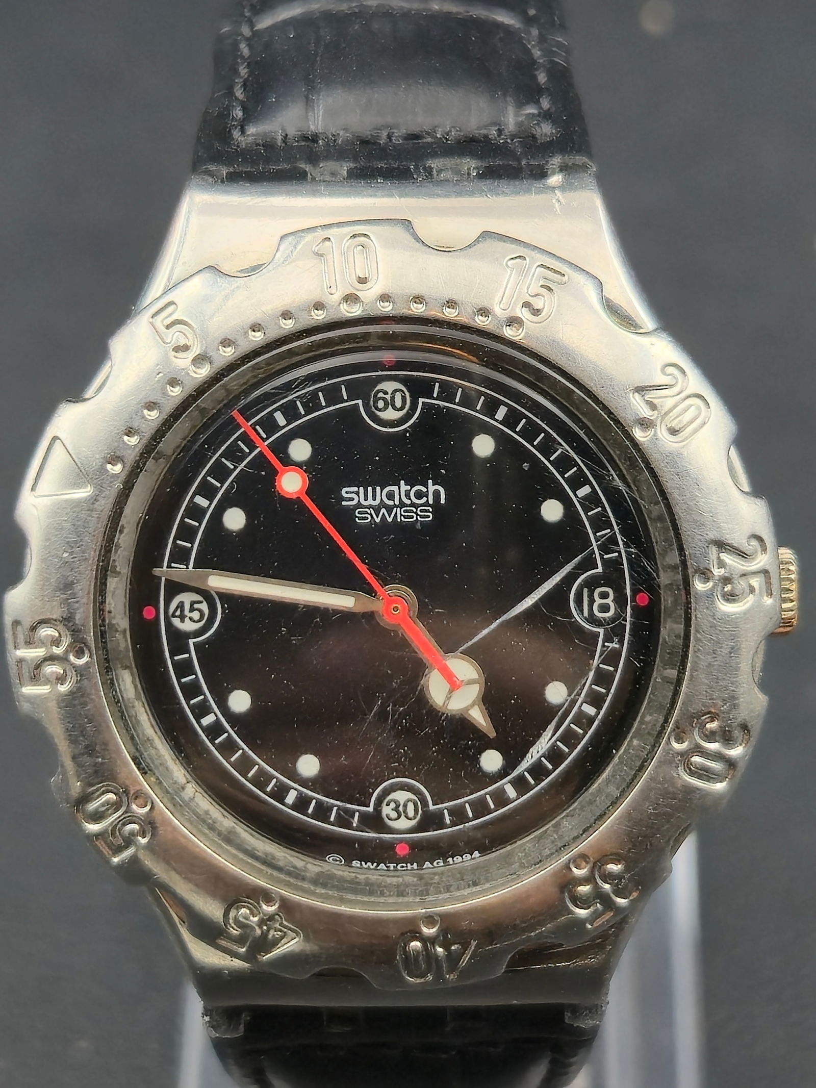 1994 Swatch Irony Swiss Quartz Stainless Steel Diver Style Watch 30mm (1 of 9)