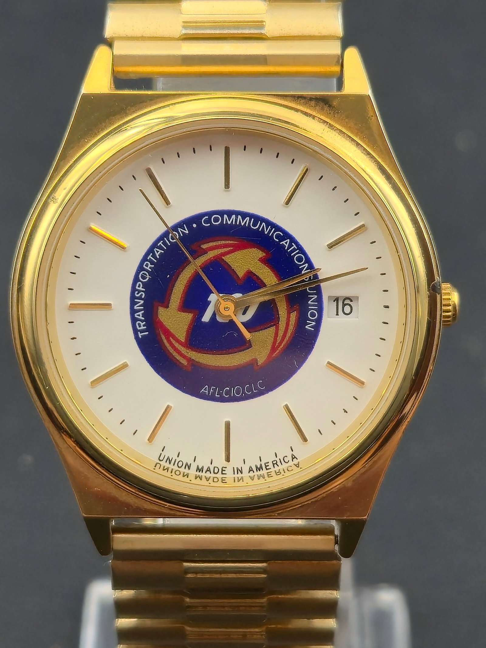 1990s AFL-CIO Union Dial Gold Tone Quartz Watch American Time Ltd 33mm Running (1 of 10)