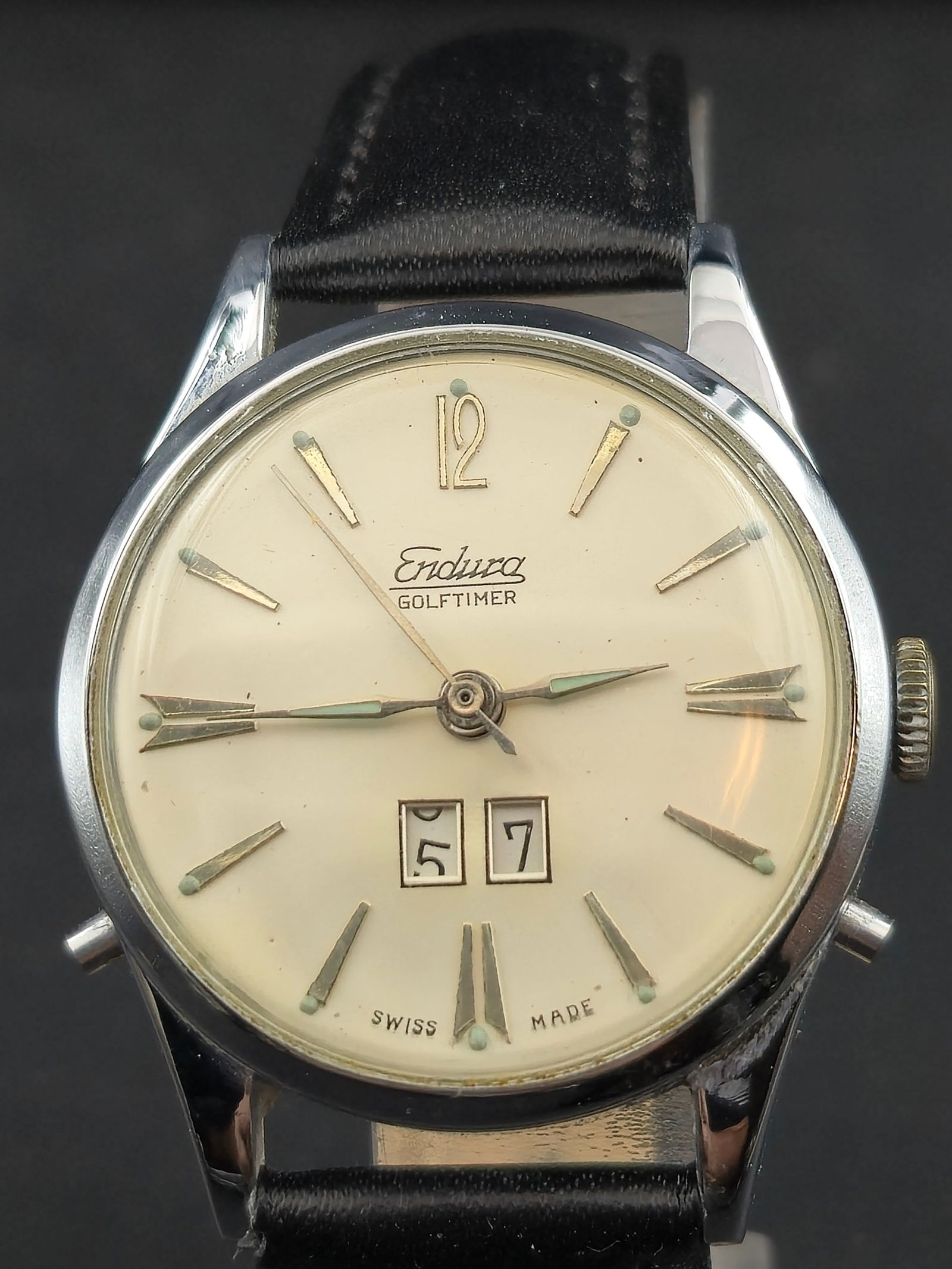 1950s Endura Golftimer Swiss Big Date Mechanical Watch 36mm Running (1 of 10)