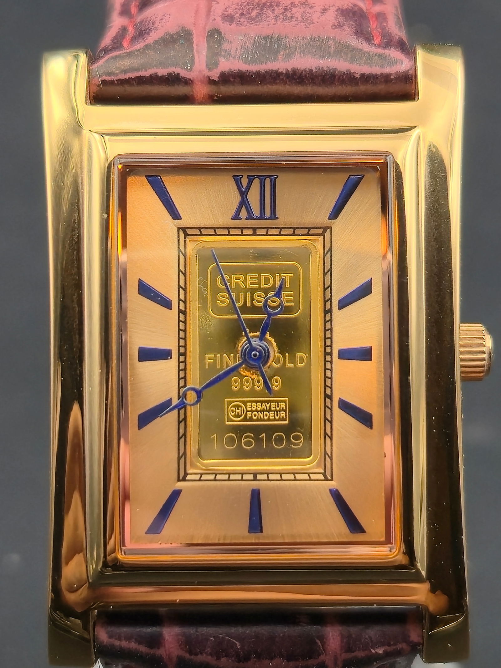 Stauer Credit Suisse Fine Gold 999.9 Dial Watch Ref 21455 Swiss Quartz 27mm Running (1 of 9)