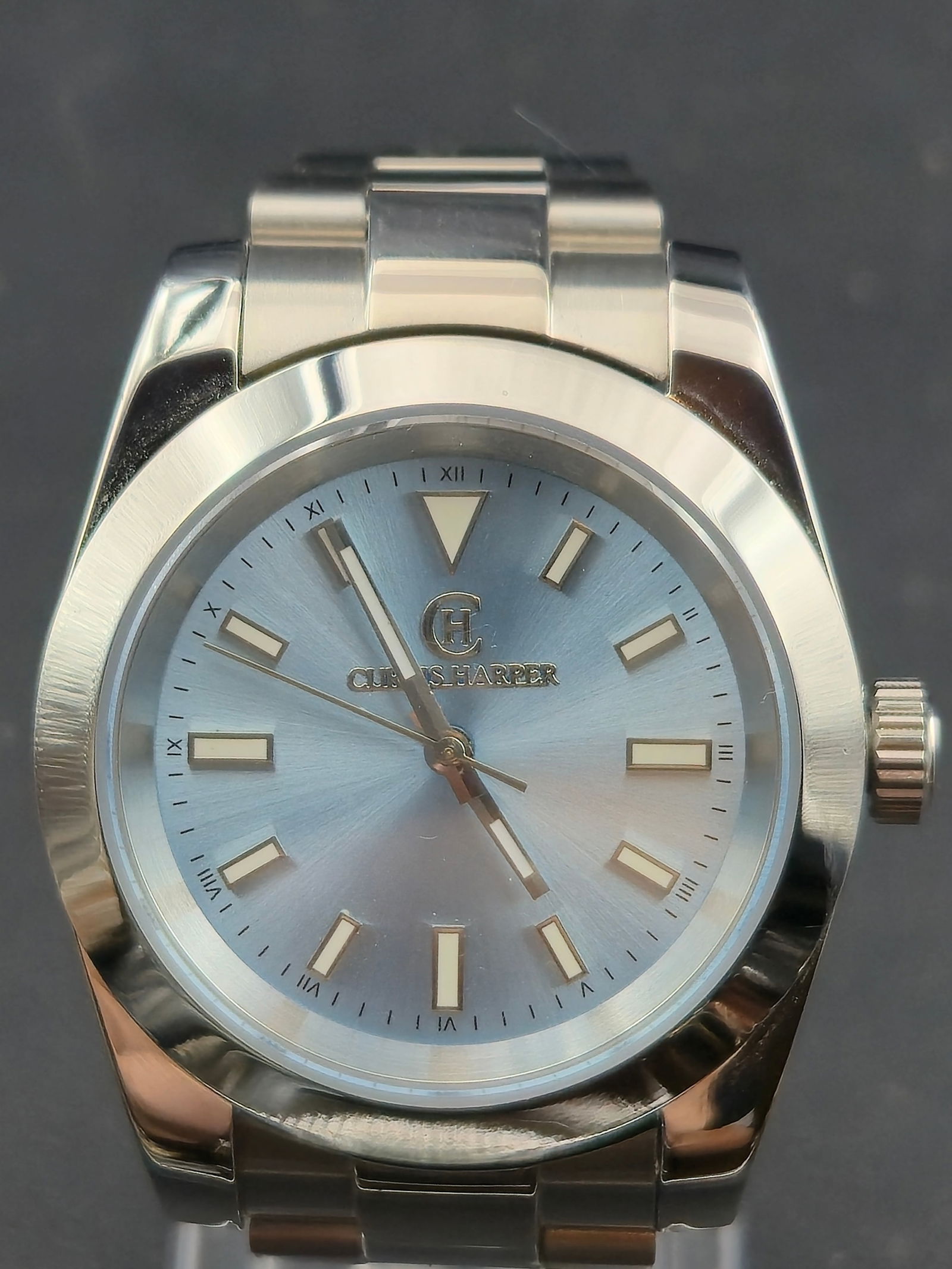 Curtis Harper Automatic Stainless Steel Wristwatch – Blue Sunburst Dial – Exhibition Back – (1 of 10)