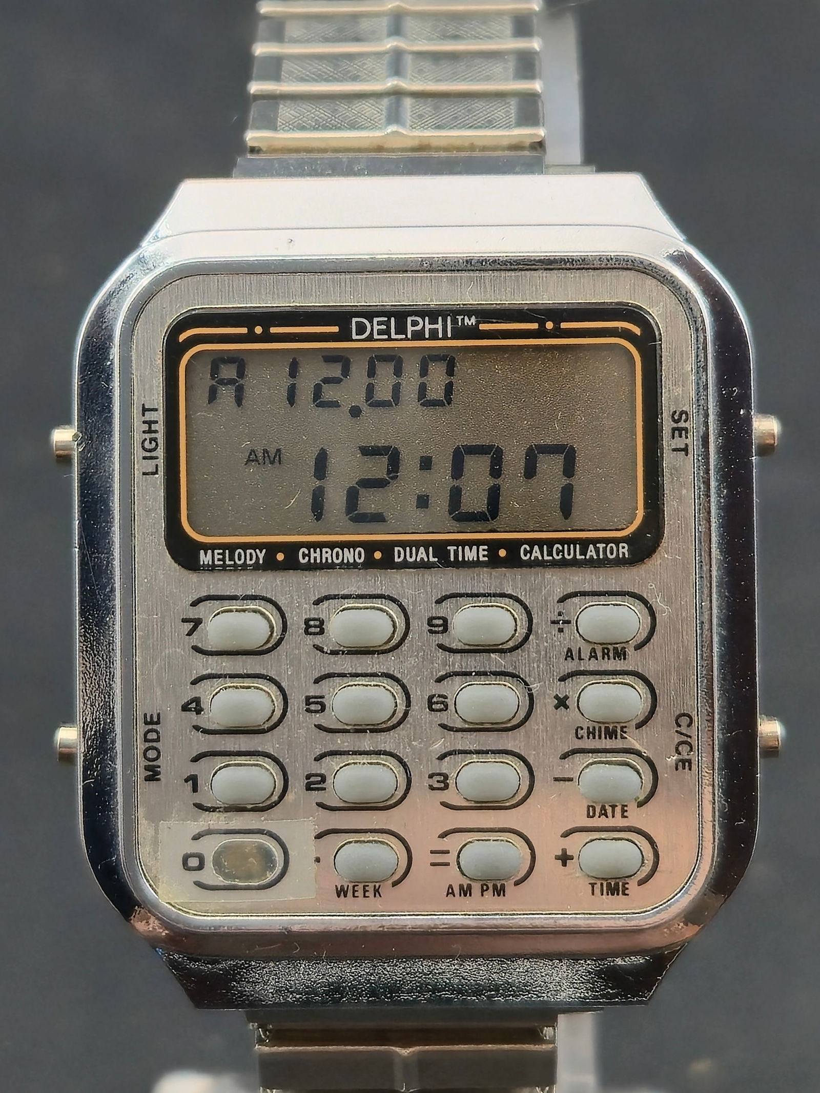 1980s Delphi Digital Calculator Watch Stainless Steel 34mm (1 of 9)
