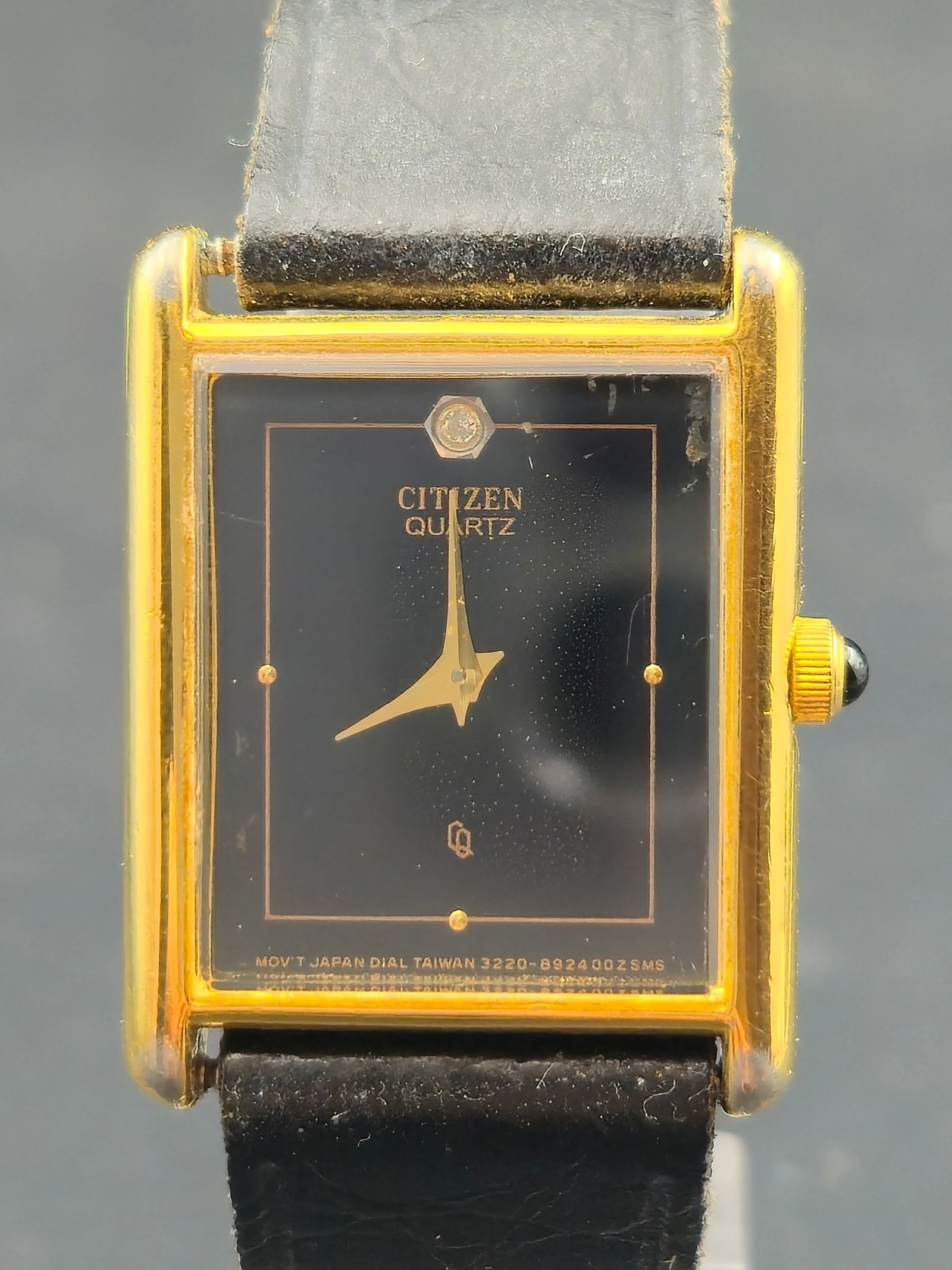 1990s Citizen Quartz Rectangular Black Dial Dress Watch (1 of 9)