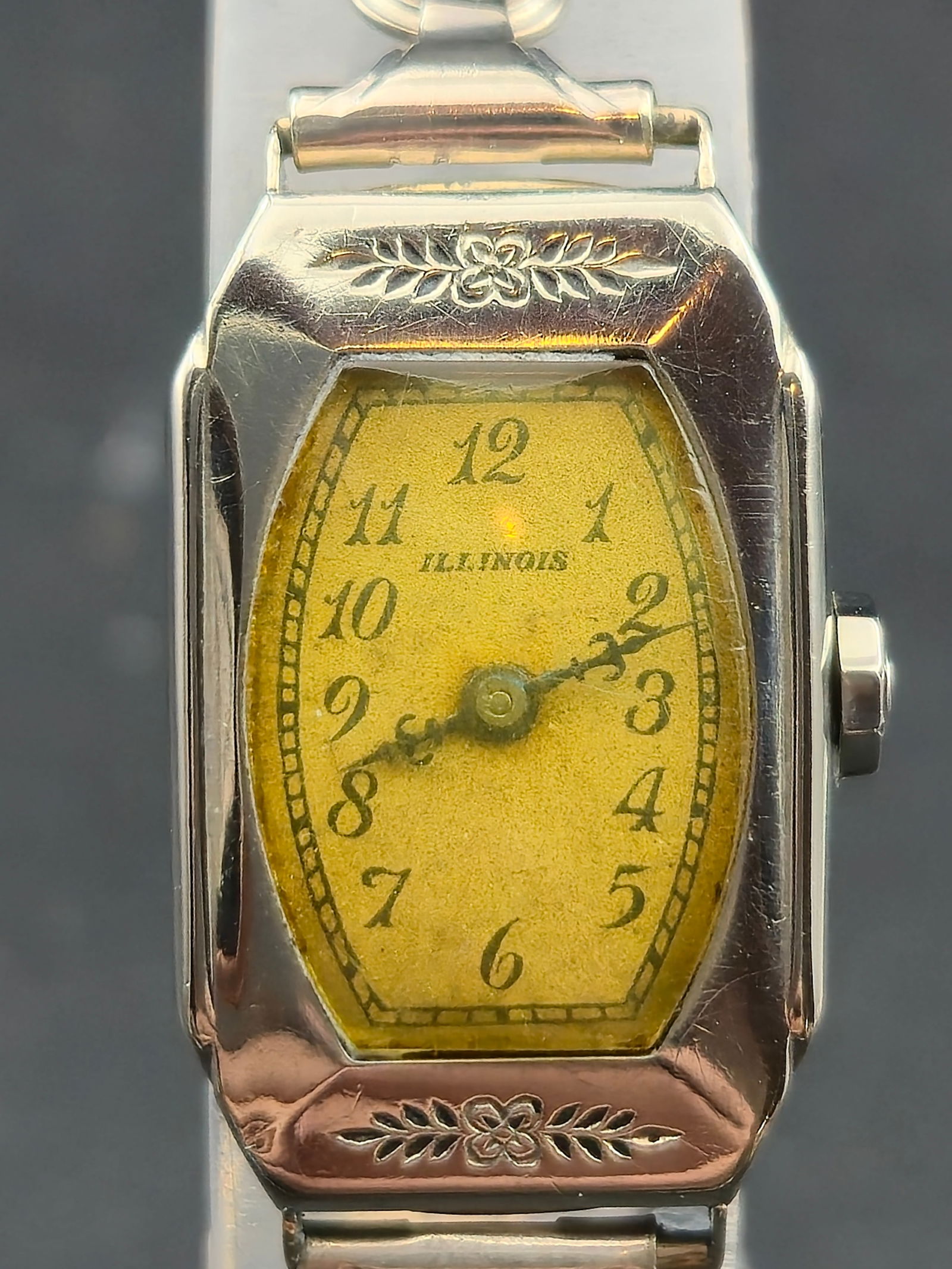 1920s Illinois Model 831 17J Tonneau 14K White Gold-Filled Wristwatch (1 of 13)